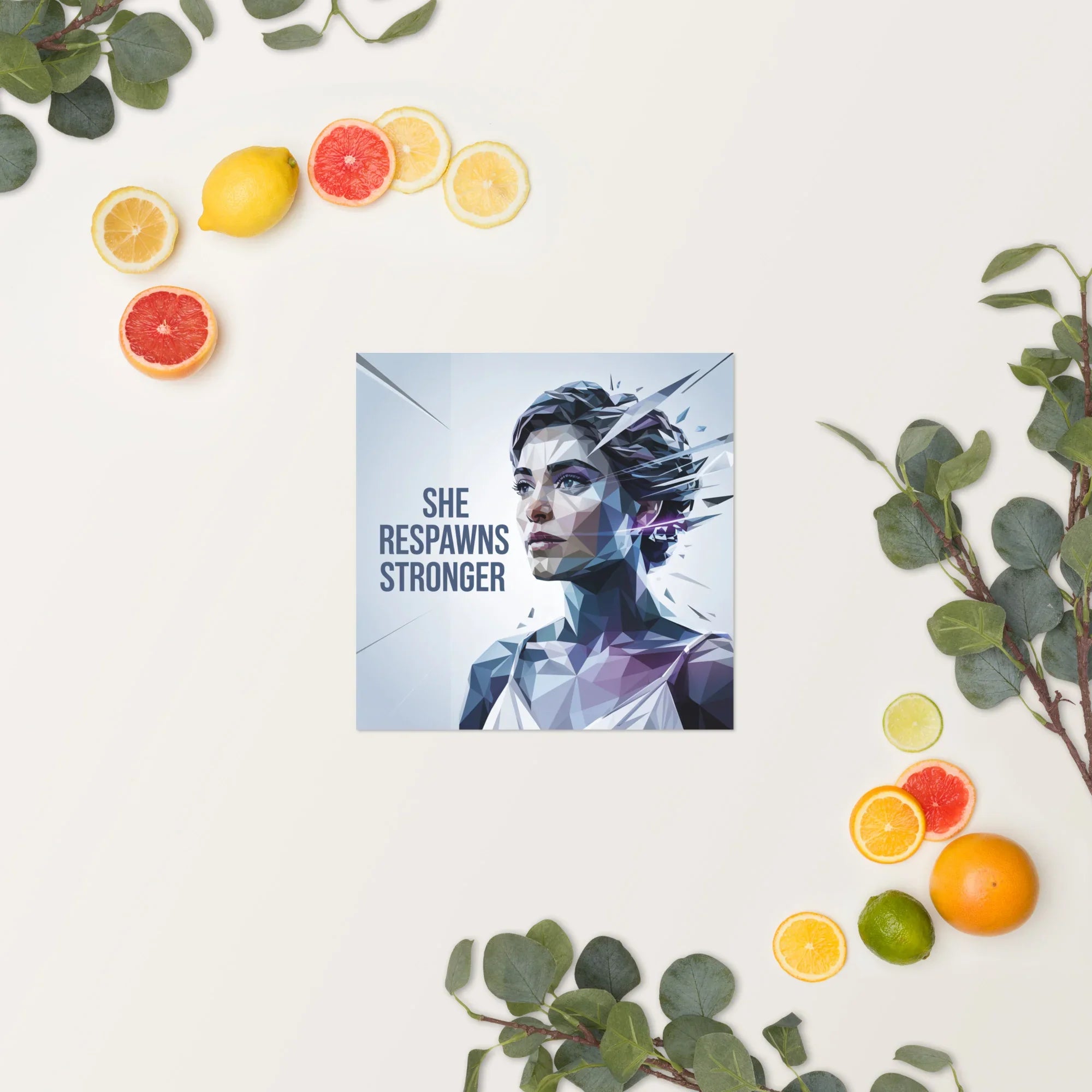She Respawns Stronger – Polygonal Digital Art Print - RaZits