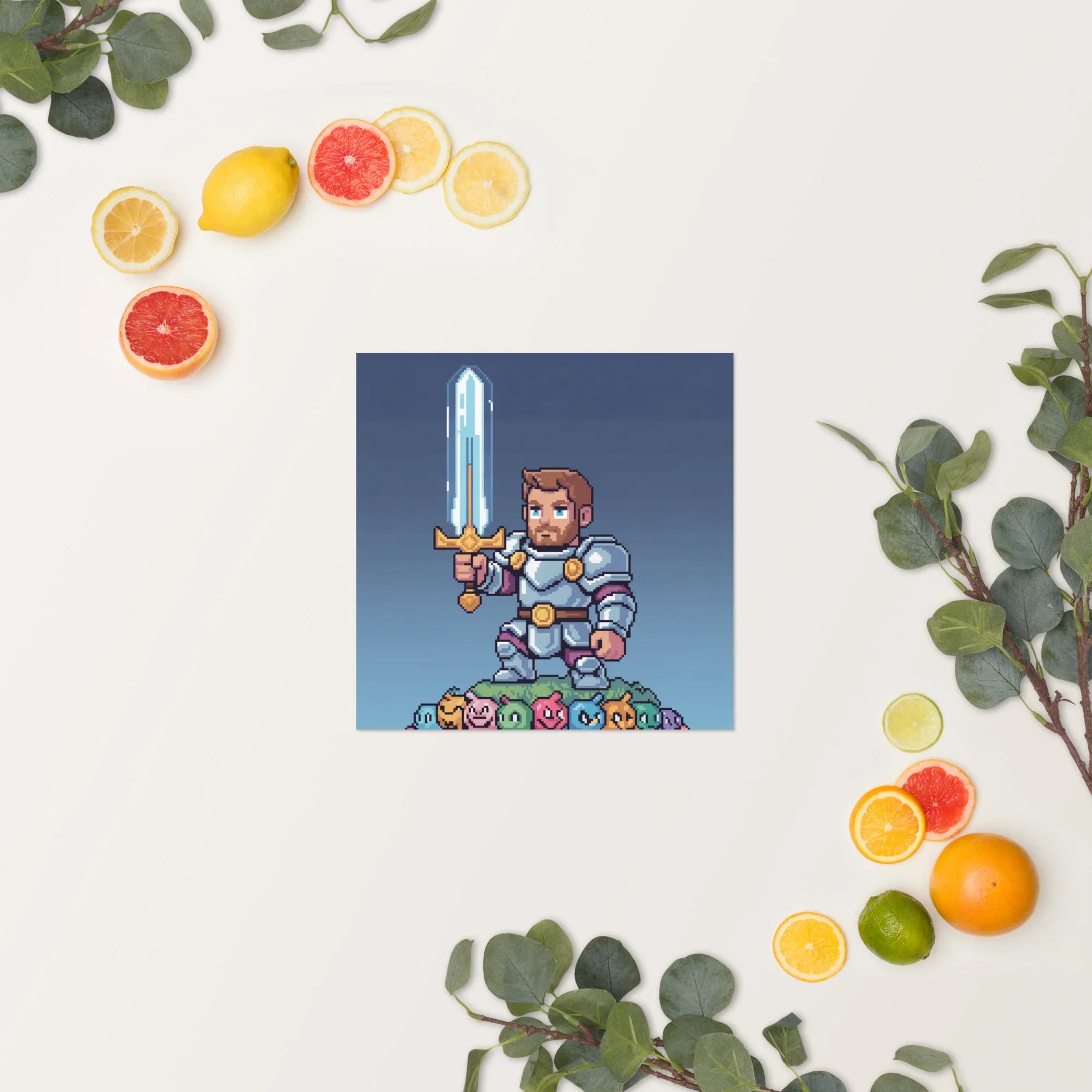 Pixel Knight – Fantasy Gaming Poster in Retro Pixel Art Style for Gamer Wall Decor - RaZits