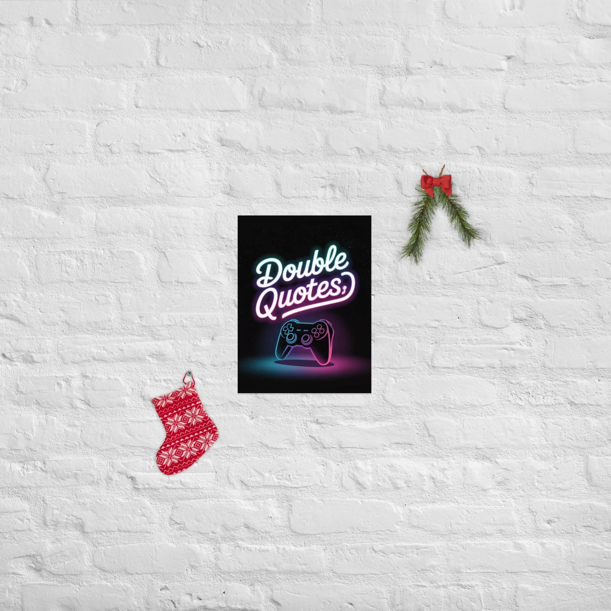 Double Quotes – Neon Gaming Controller Poster - RaZits
