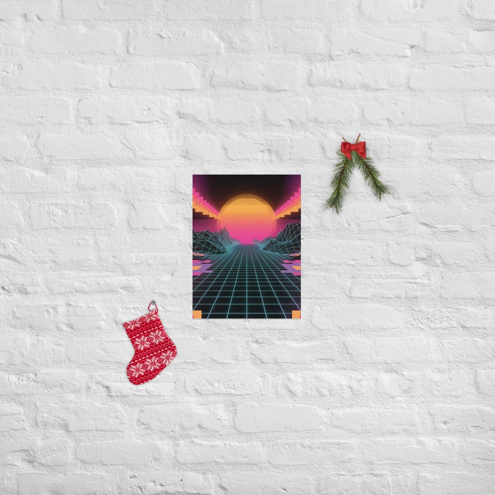 Neon Horizon – Retro Futurism Grid Sunset Gaming Poster - RaZits