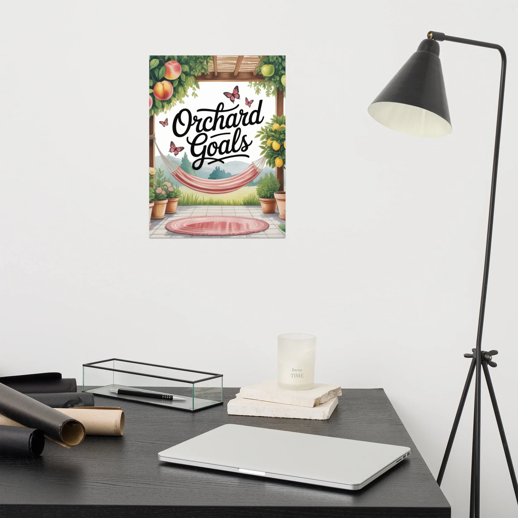 Cozy Orchard Patio Art Print – Fruit Tree Garden Illustration - RaZits