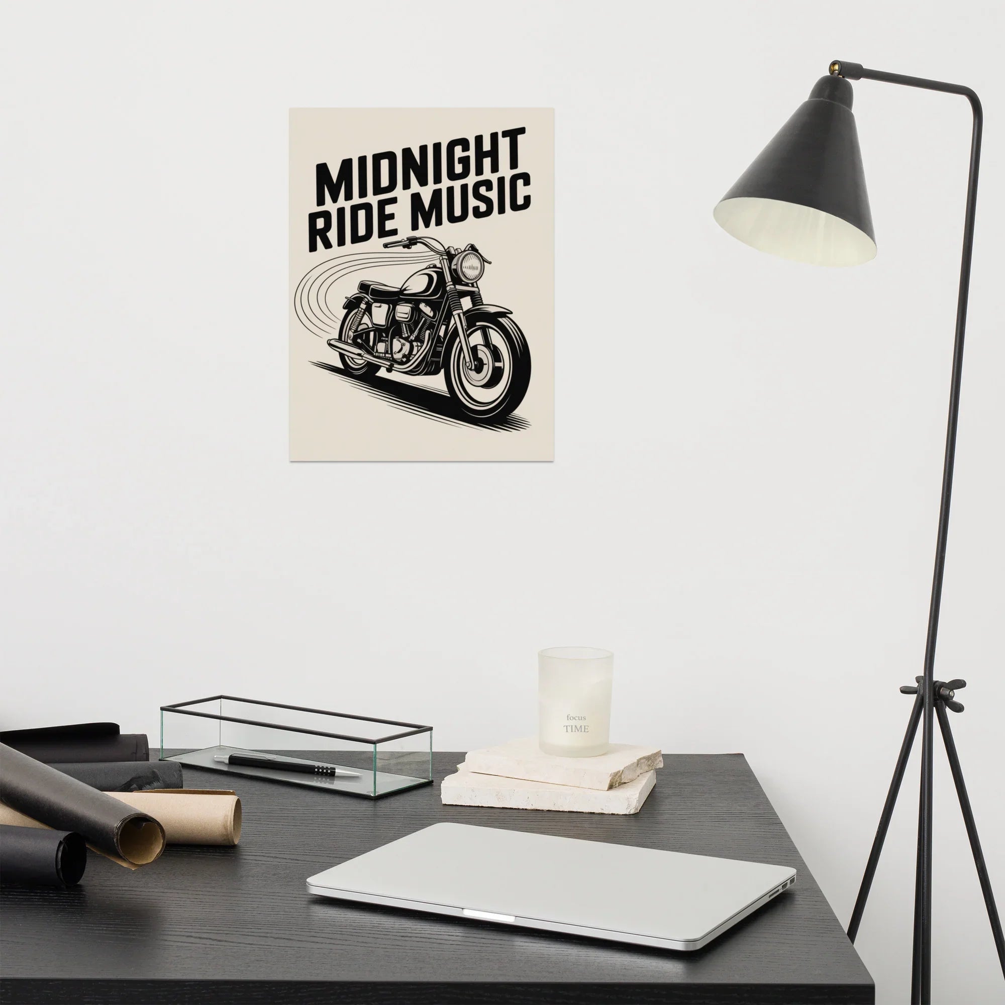 Midnight Ride Music Poster – Vintage Motorcycle Soundwave - RaZits