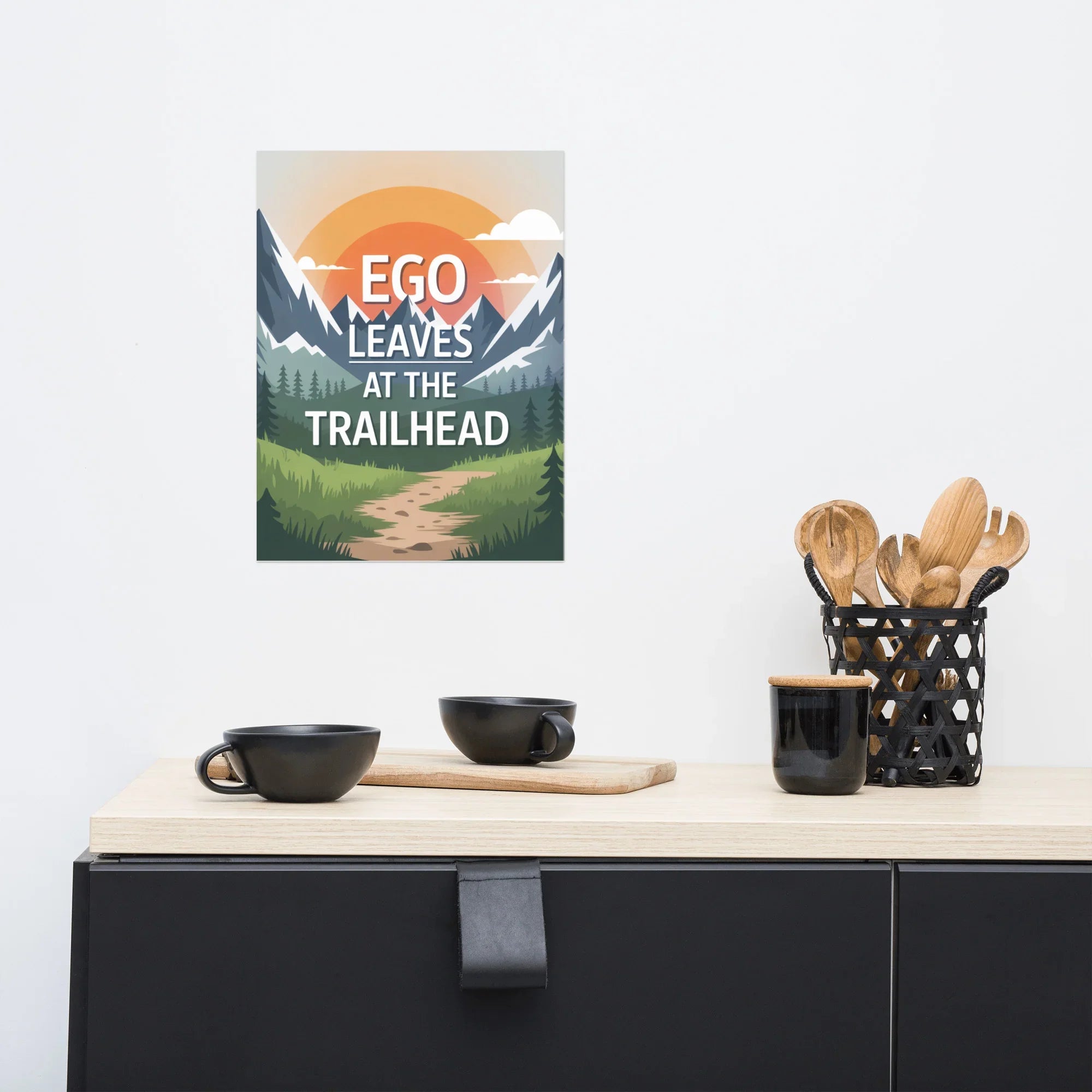 Ego Leaves at the Trailhead – Mountain Minimalist Print - RaZits