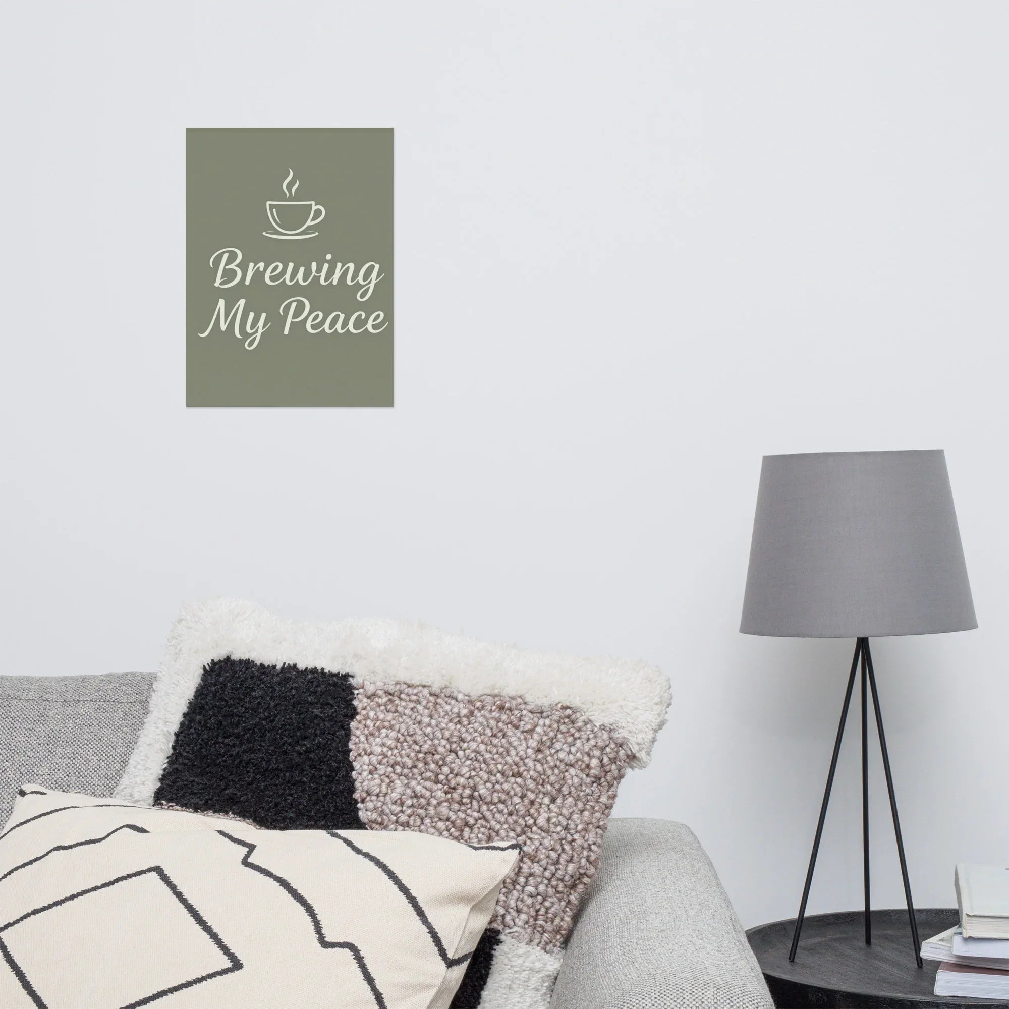 Brewing My Peace Wall Art – Soft Script Coffee Quote - RaZits