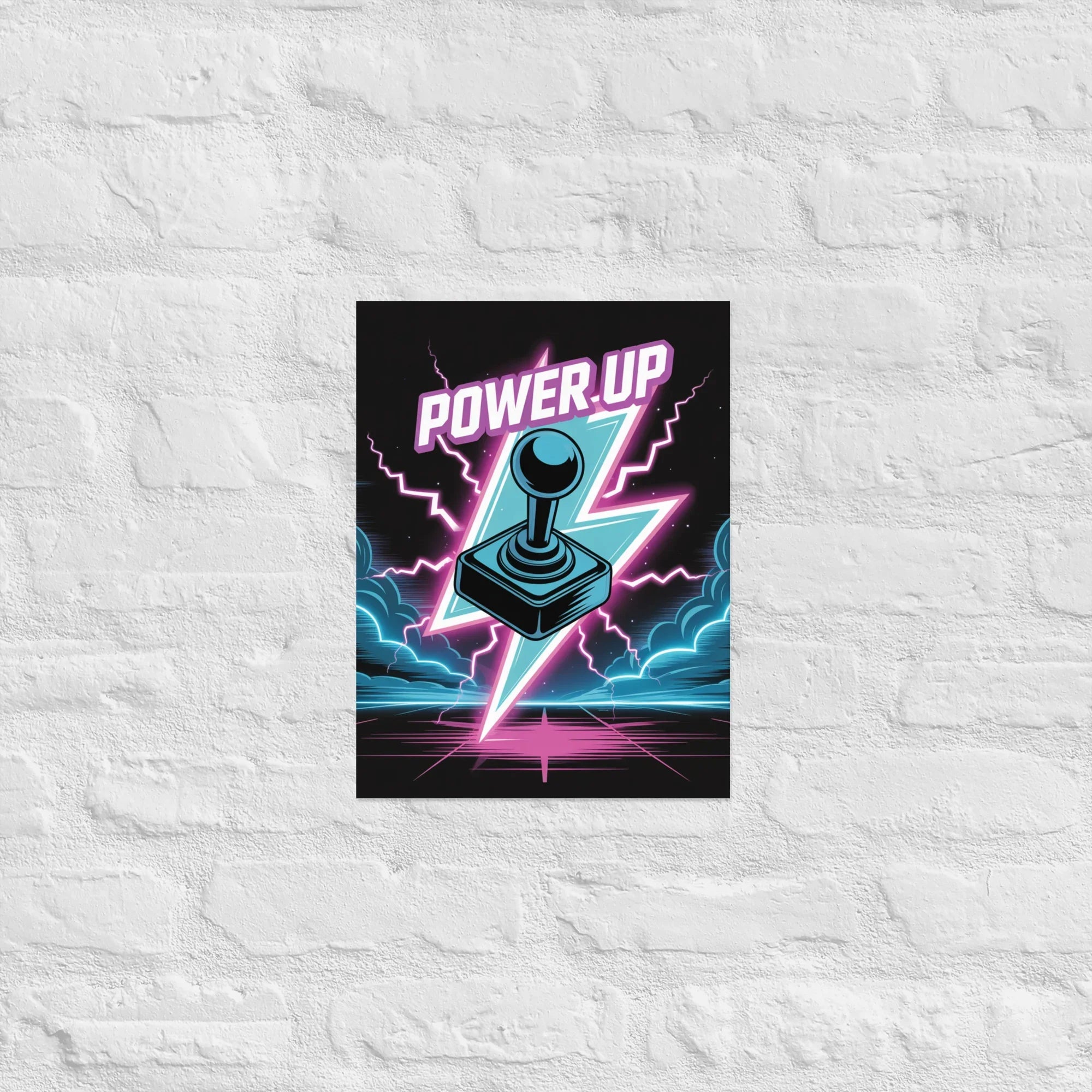 Power Up Gaming Poster – Retro Arcade Joystick Wall Art - RaZits