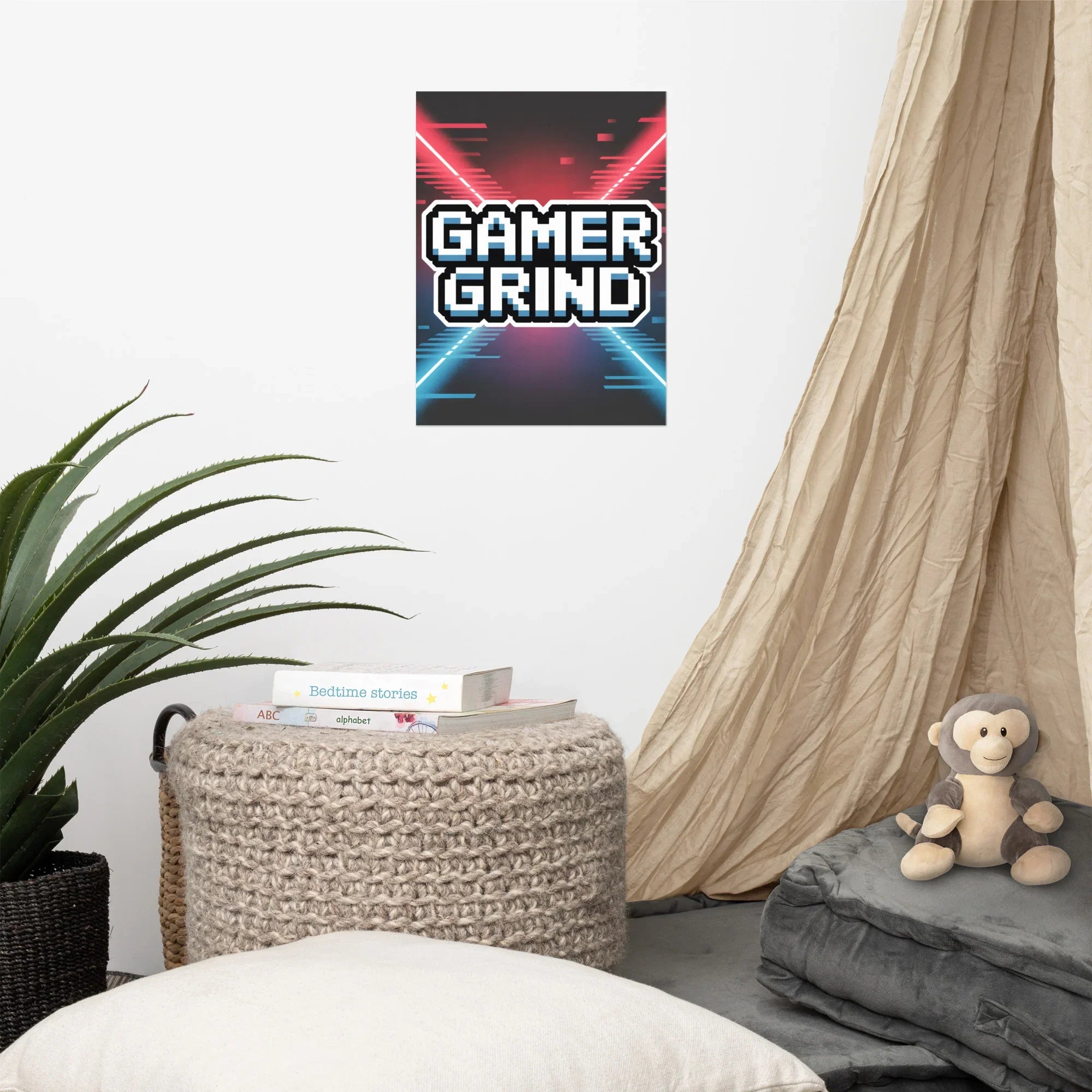 Gamer Grind – Neon Pixel Motivational Gaming Wall Art - RaZits
