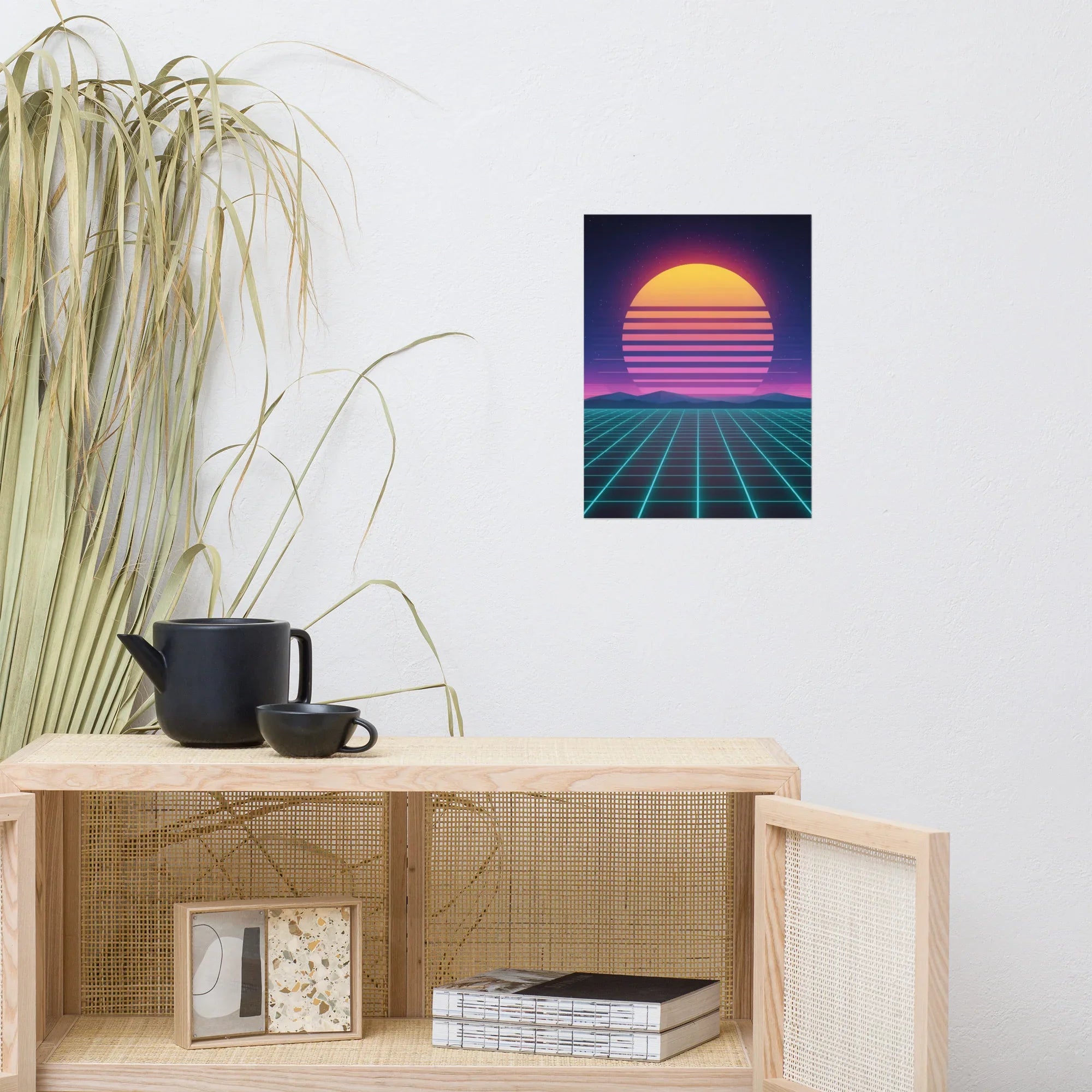Synthwave Horizon – Retro Futuristic Neon Sunset Wall Art - RaZits