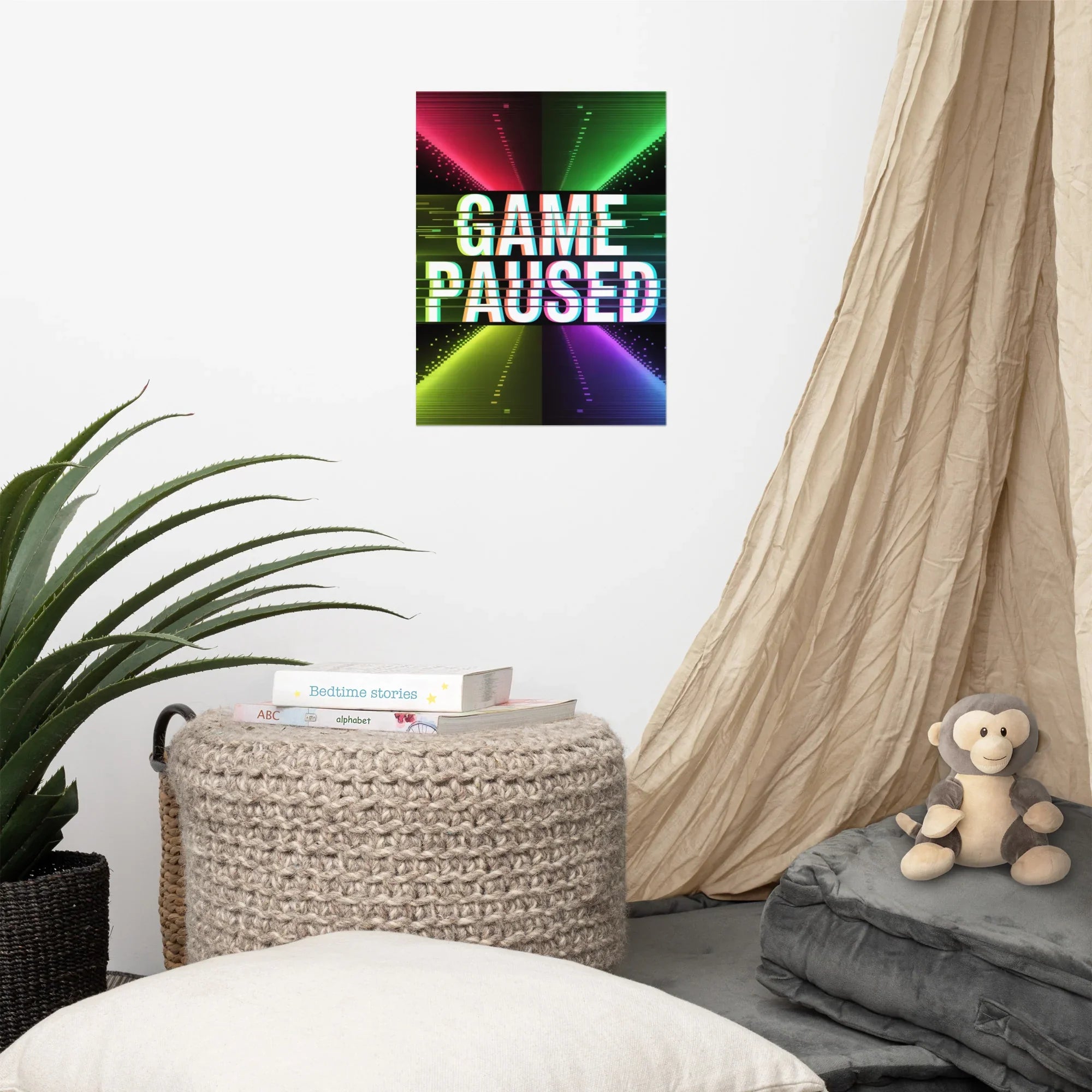 Game Paused – Glitch Effect Retro Gaming Wall Art - RaZits