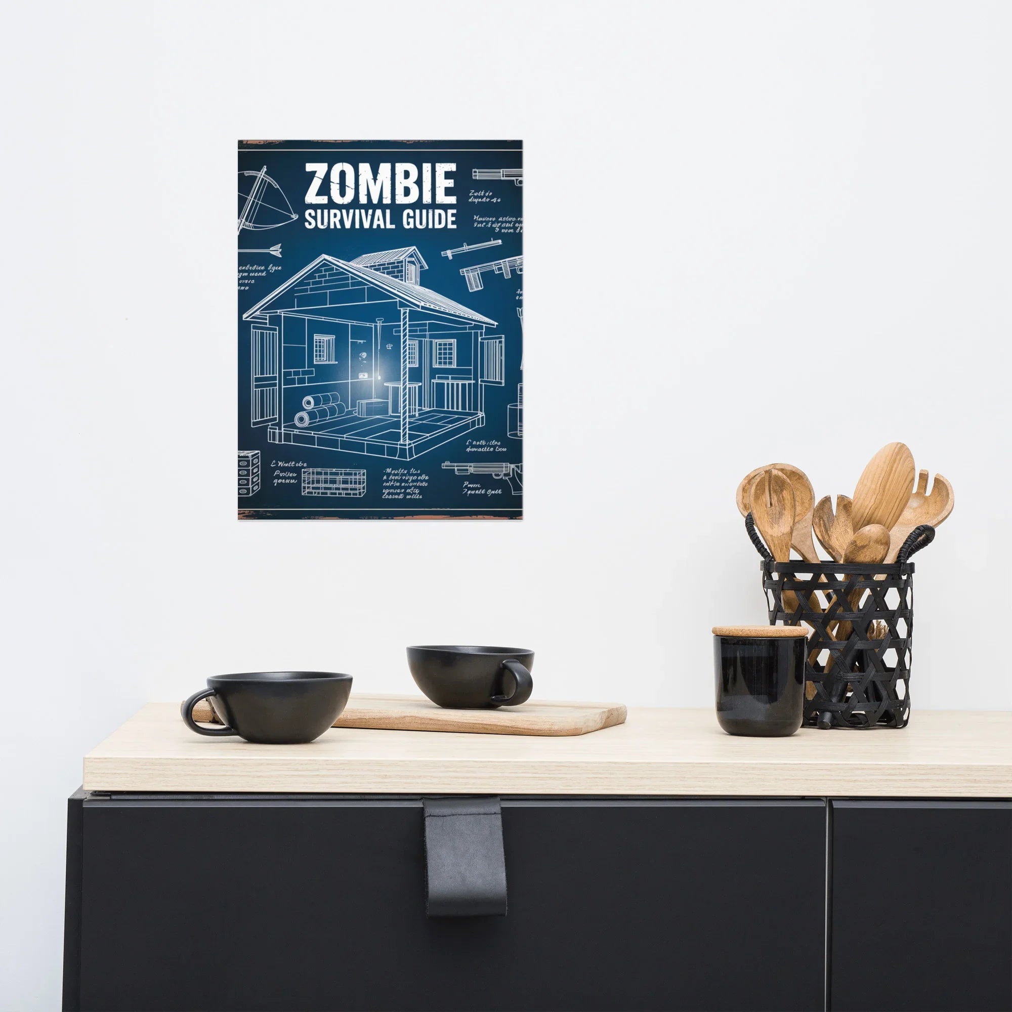 Zombie Survival Guide Blueprint – Tactical Gamer Wall Art - RaZits