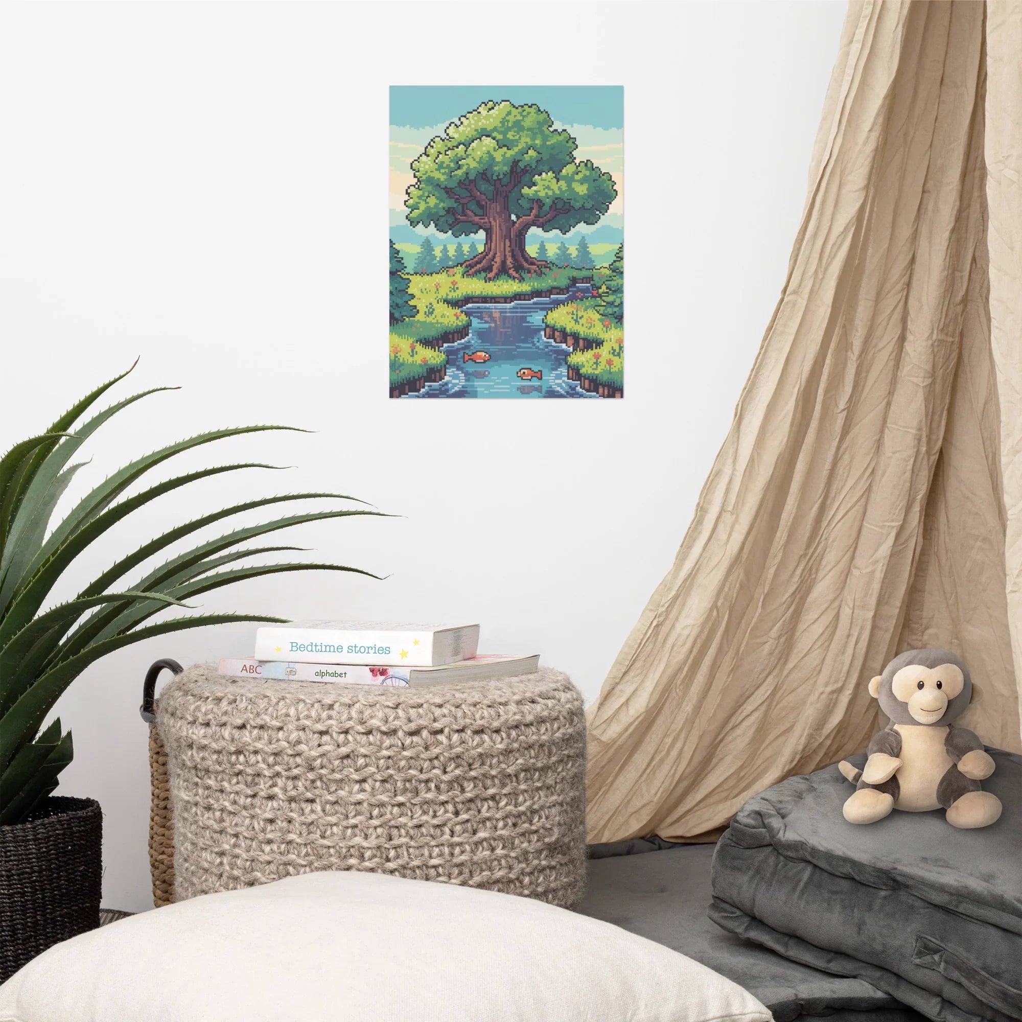 Pixel Grove – Retro Gaming Poster for Gamer Wall Art & Pixel Landscape Decor - RaZits