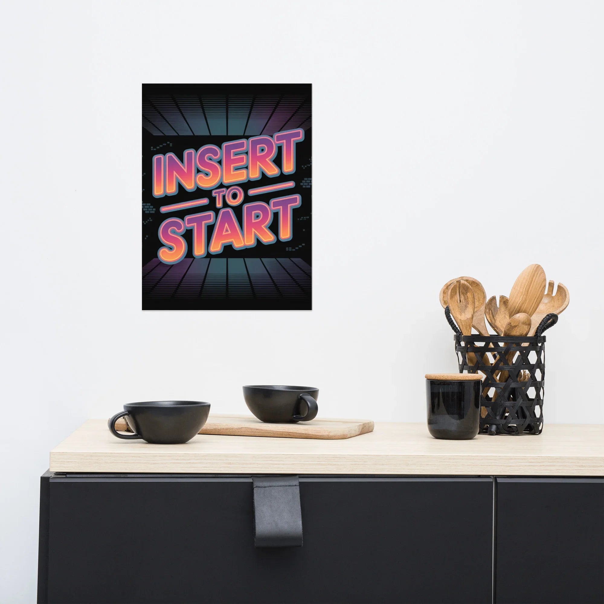 Insert to Start – Retro Neon Arcade Poster - RaZits