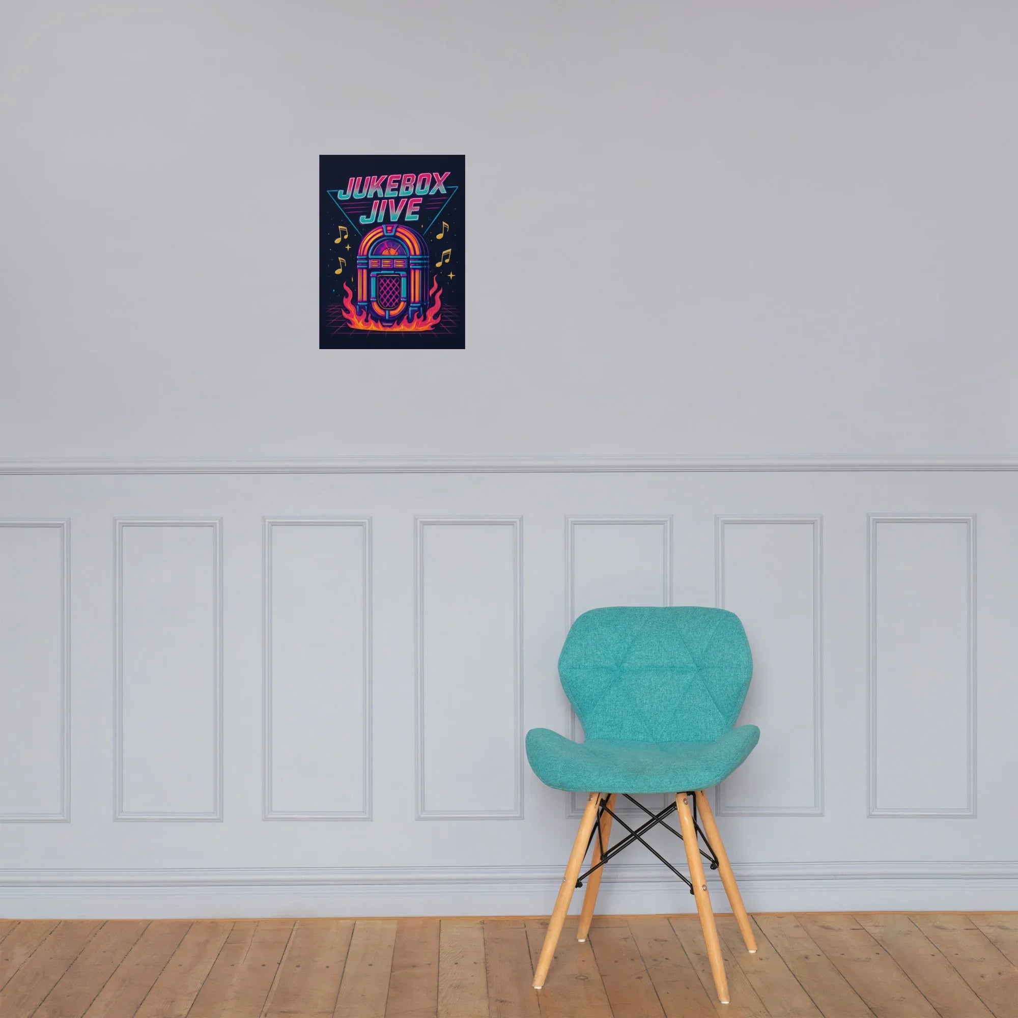 Jukebox Jive Poster – Retro Fire & Music Vibes Art - RaZits