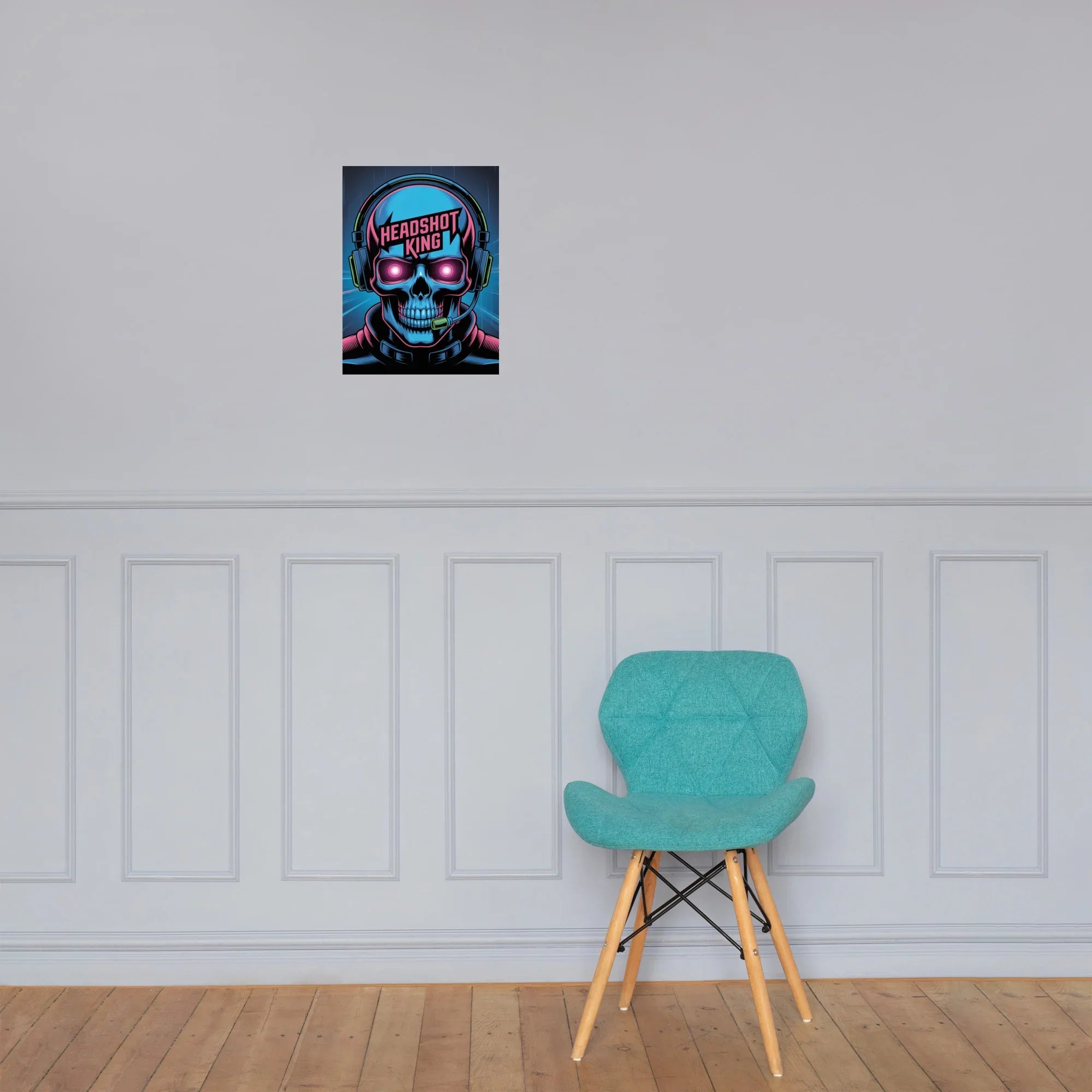 Headshot King – Cyberpunk Gamer Art for Futuristic Esports Room Decor - RaZits