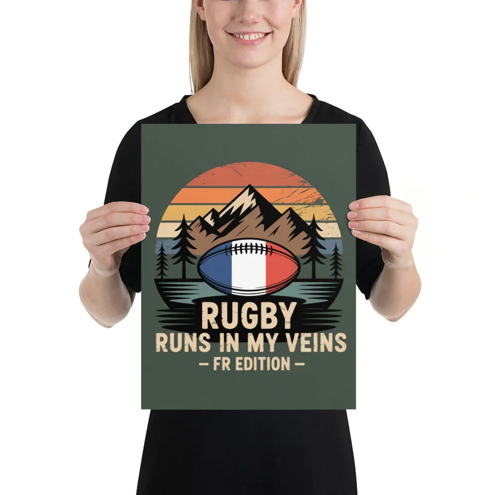 Rugby Runs in My Veins – France Poster (Midnight Edition) - RaZits