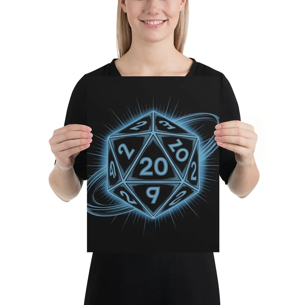 D20 Neon Dice Glow – Tabletop RPG Wall Art for Gaming Rooms - RaZits