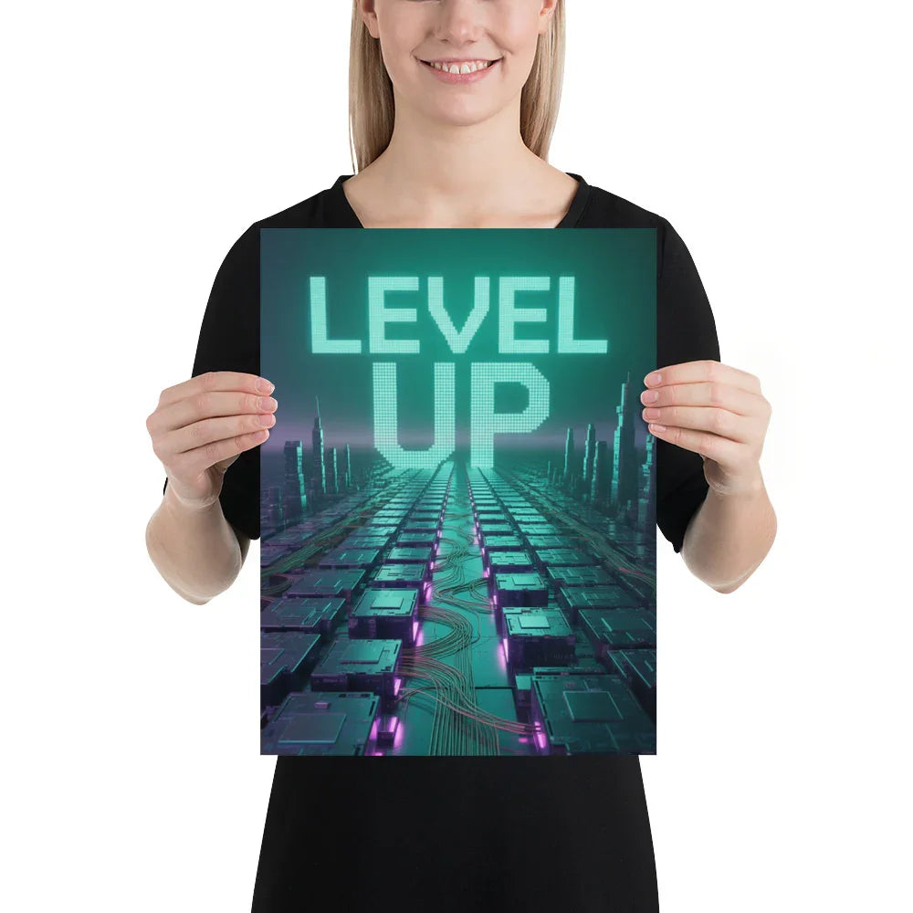 Level Up – Cyber Futuristic Wall Art for Gamers & Tech Lovers - RaZits