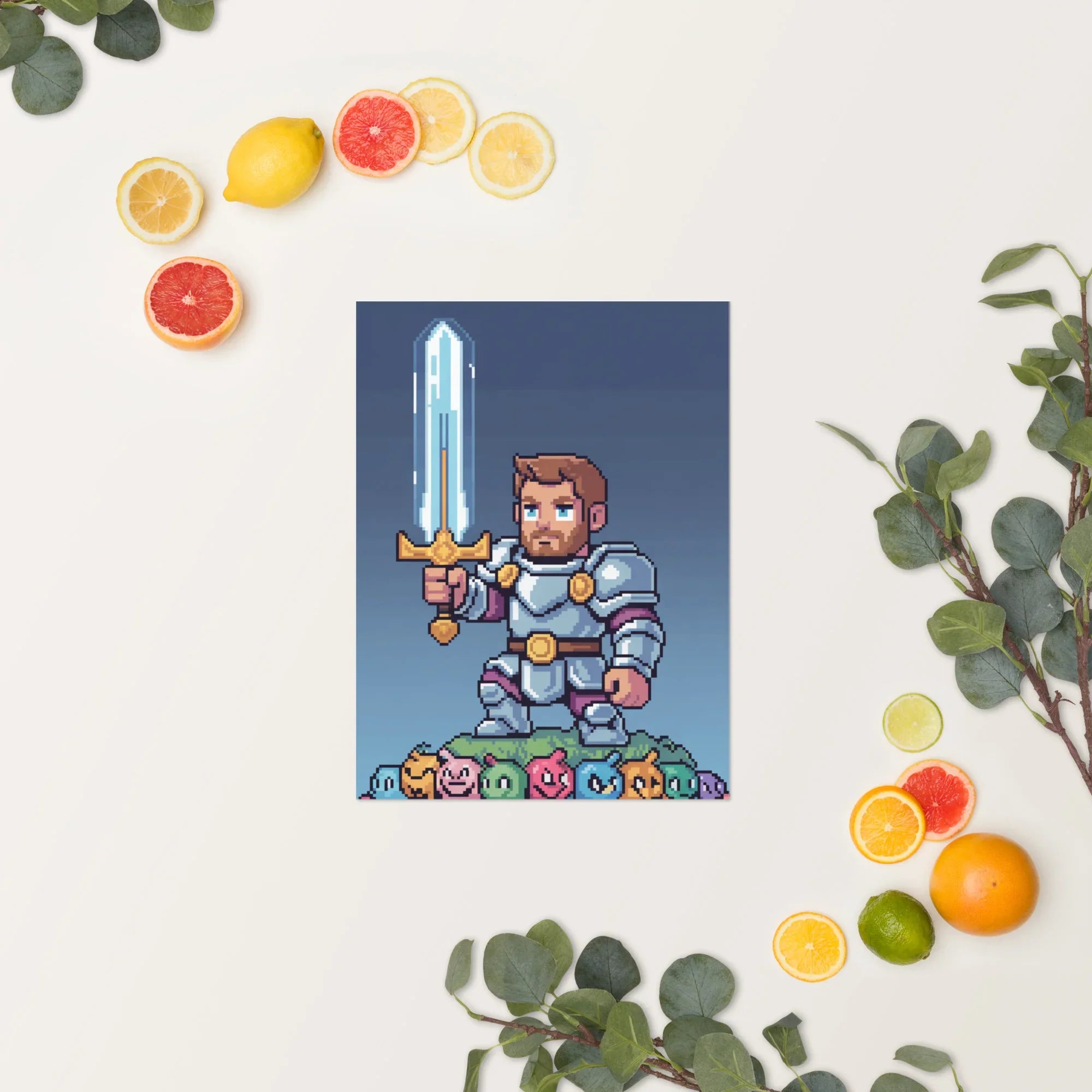 Pixel Knight – Fantasy Gaming Poster in Retro Pixel Art Style for Gamer Wall Decor - RaZits