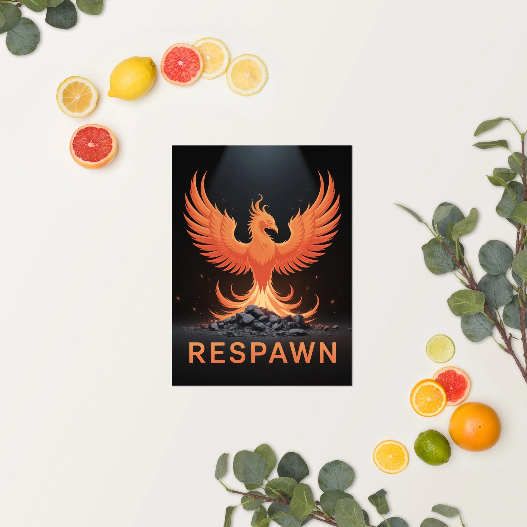 RESPAWN – Phoenix Rebirth Motivational Gaming Poster - RaZits