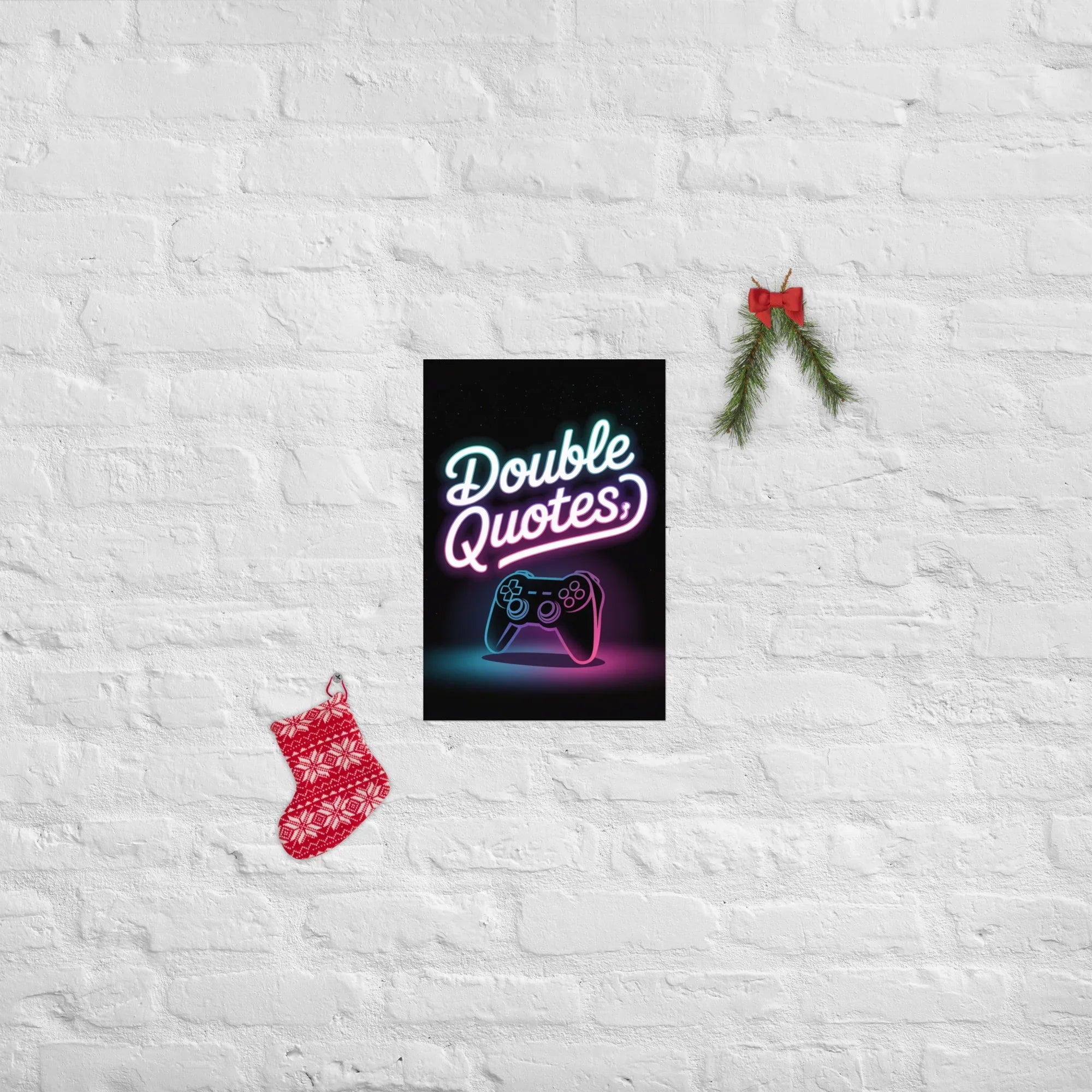 Double Quotes – Neon Gaming Controller Poster - RaZits
