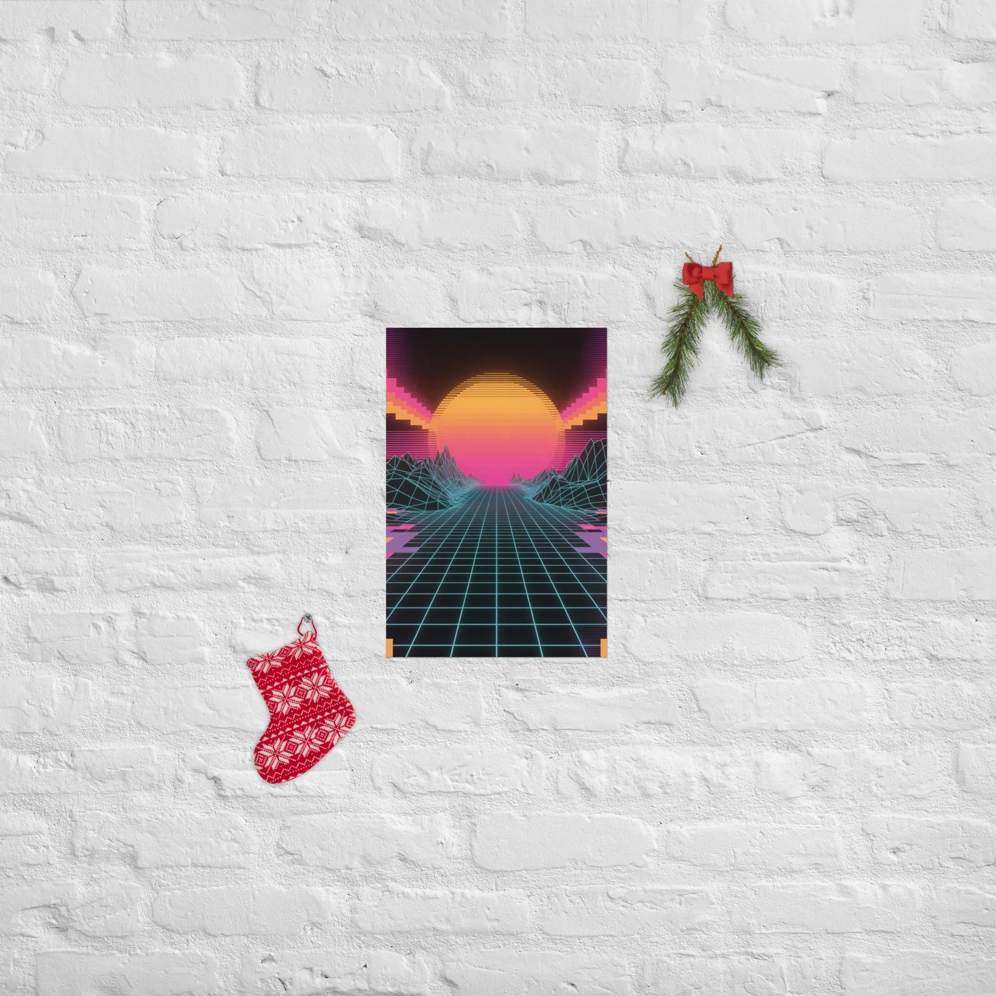 Neon Horizon – Retro Futurism Grid Sunset Gaming Poster - RaZits