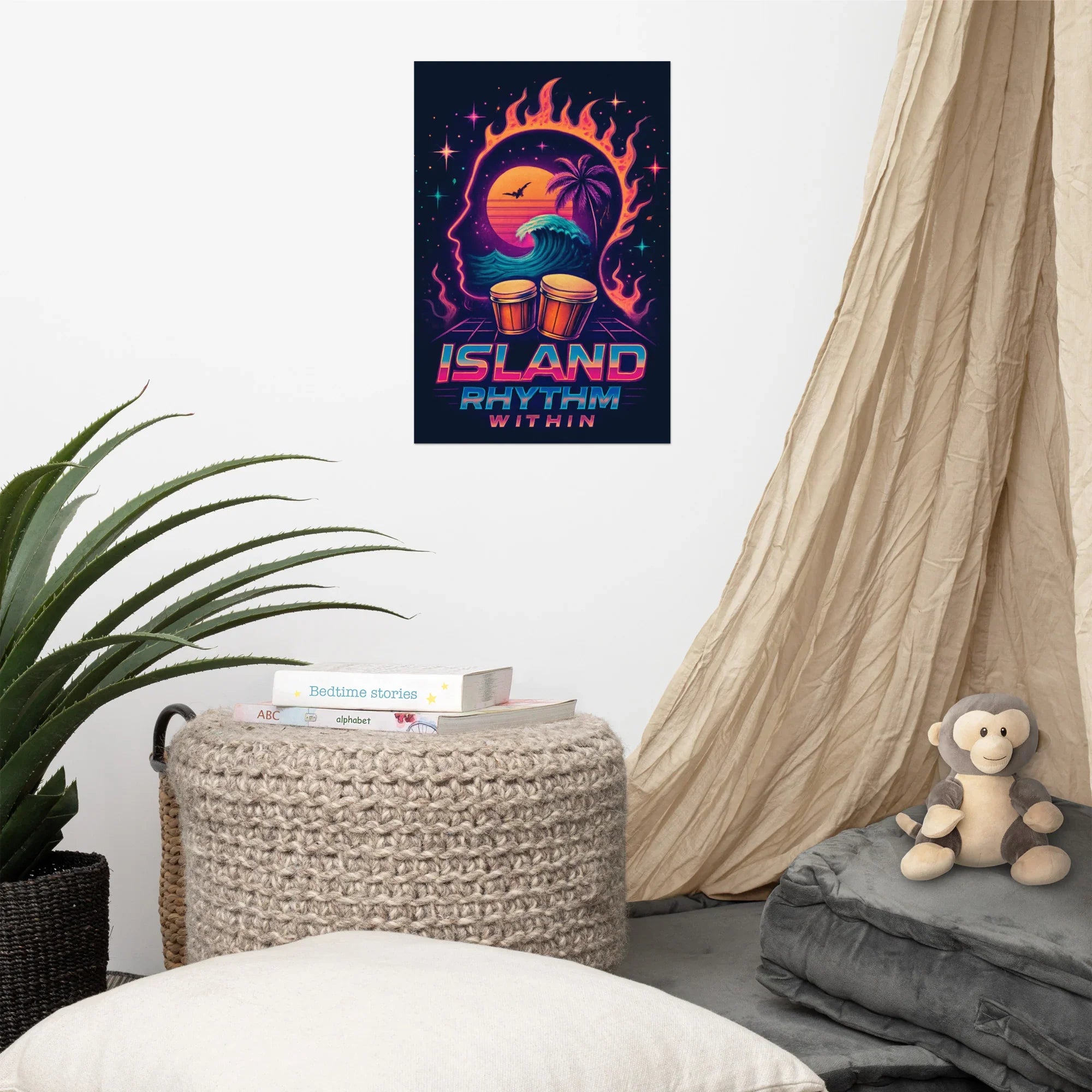 Island Rhythm Within Poster – Retro Beach Drumwave Art - RaZits