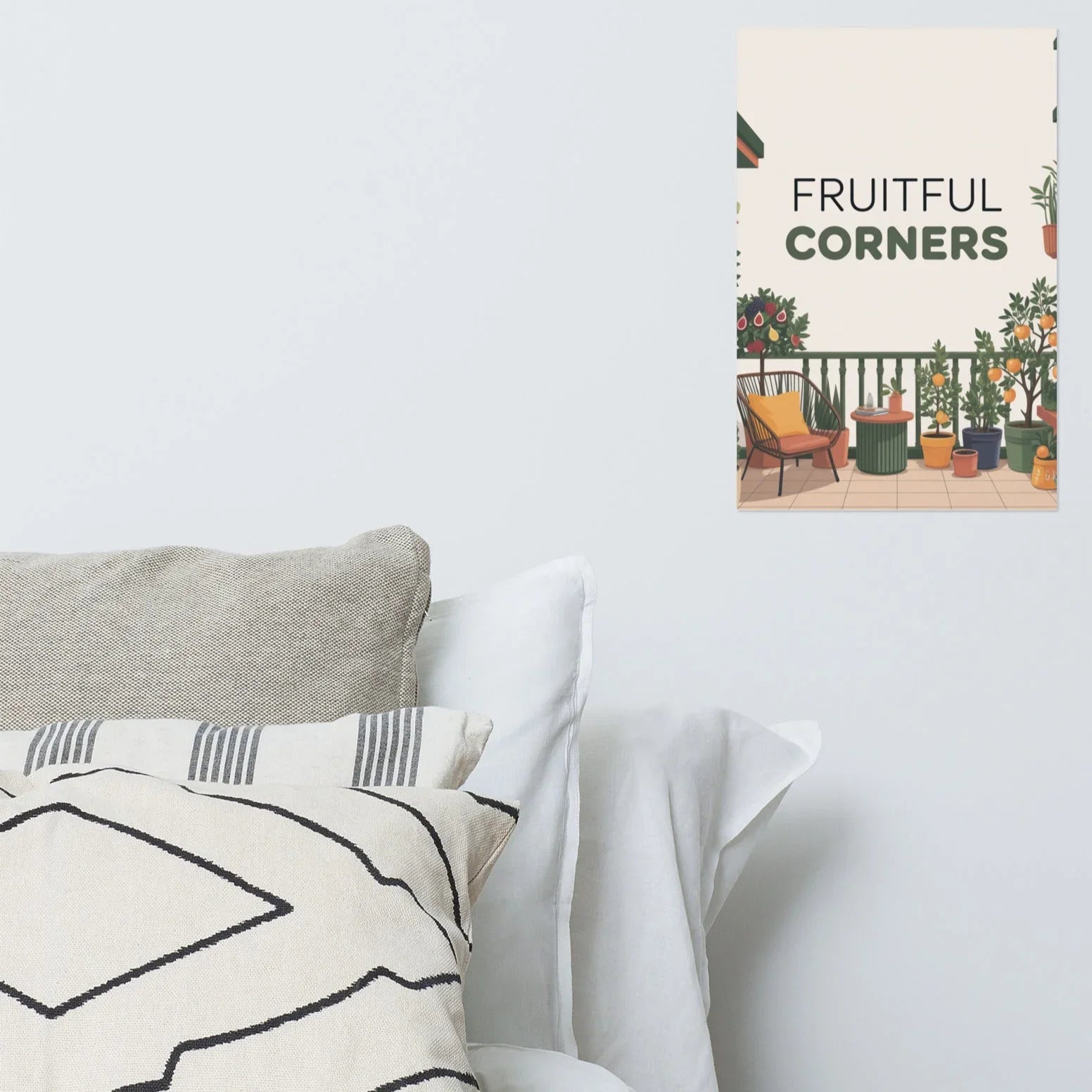 Fruitful Balcony Art Print – Citrus Garden on the Terrace Poster - RaZits