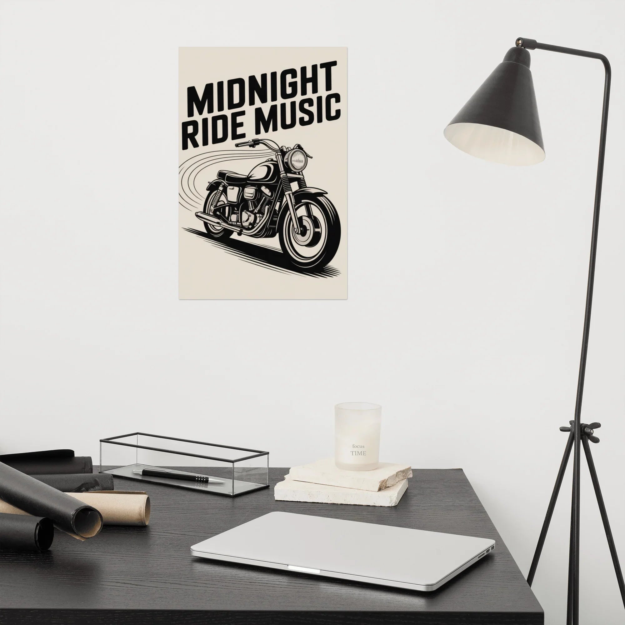 Midnight Ride Music Poster – Vintage Motorcycle Soundwave - RaZits