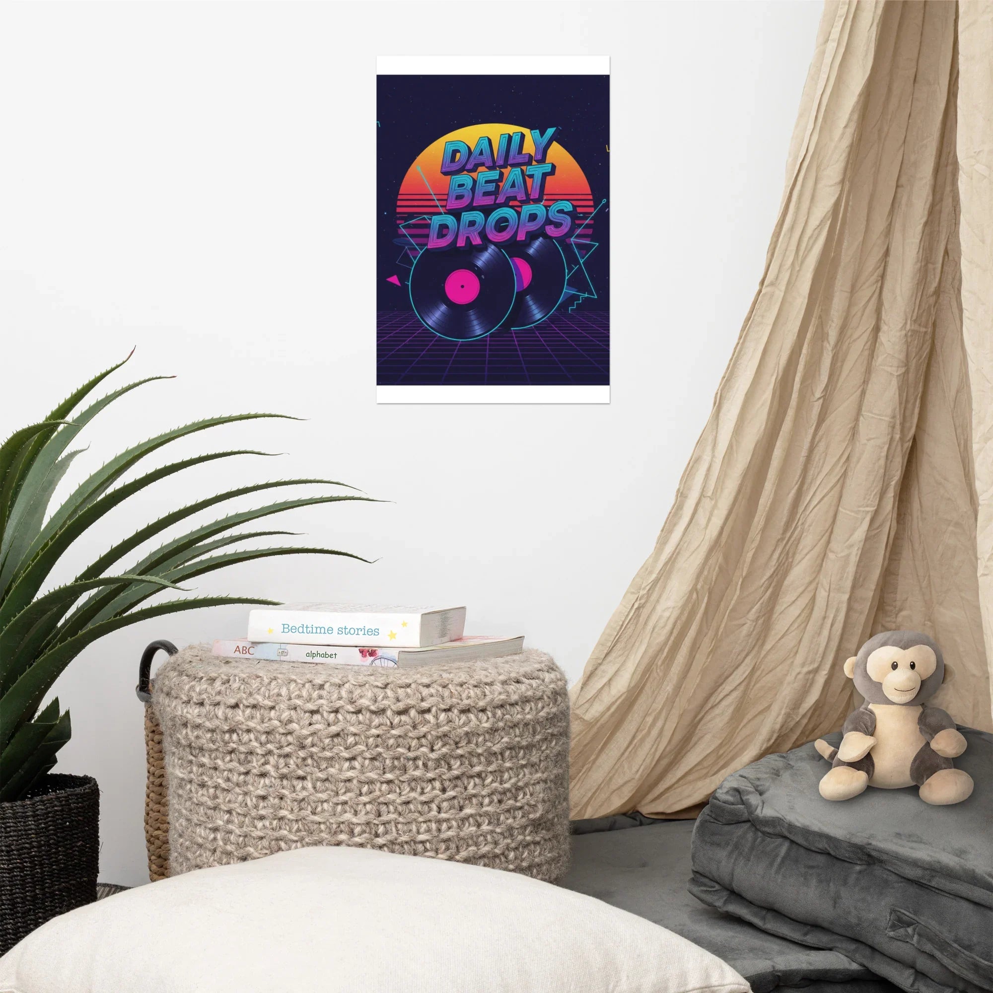 Daily Beat Drops Poster – Neon Vinyl Dream Aesthetic - RaZits