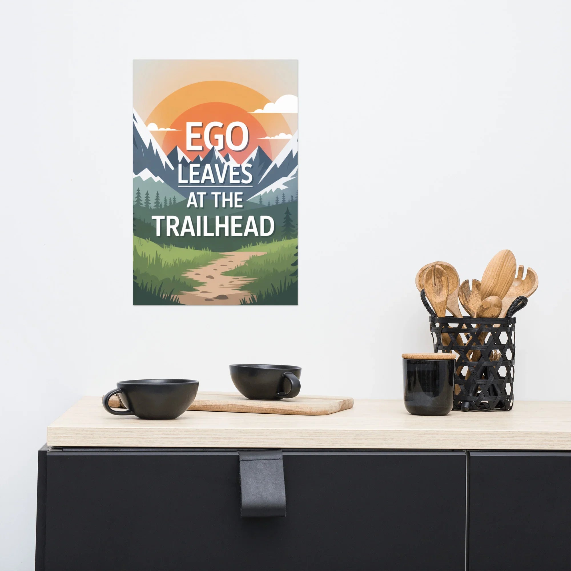 Ego Leaves at the Trailhead – Mountain Minimalist Print - RaZits