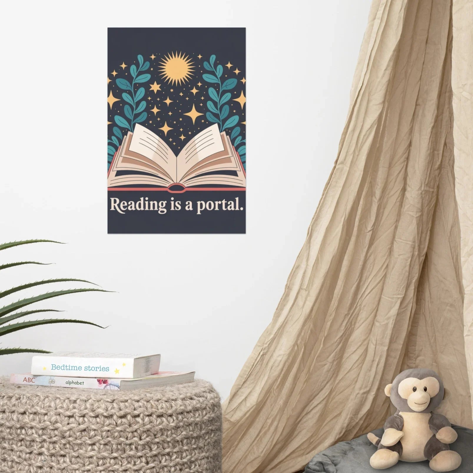 Reading Is a Portal Poster – Celestial Book Art Print - RaZits