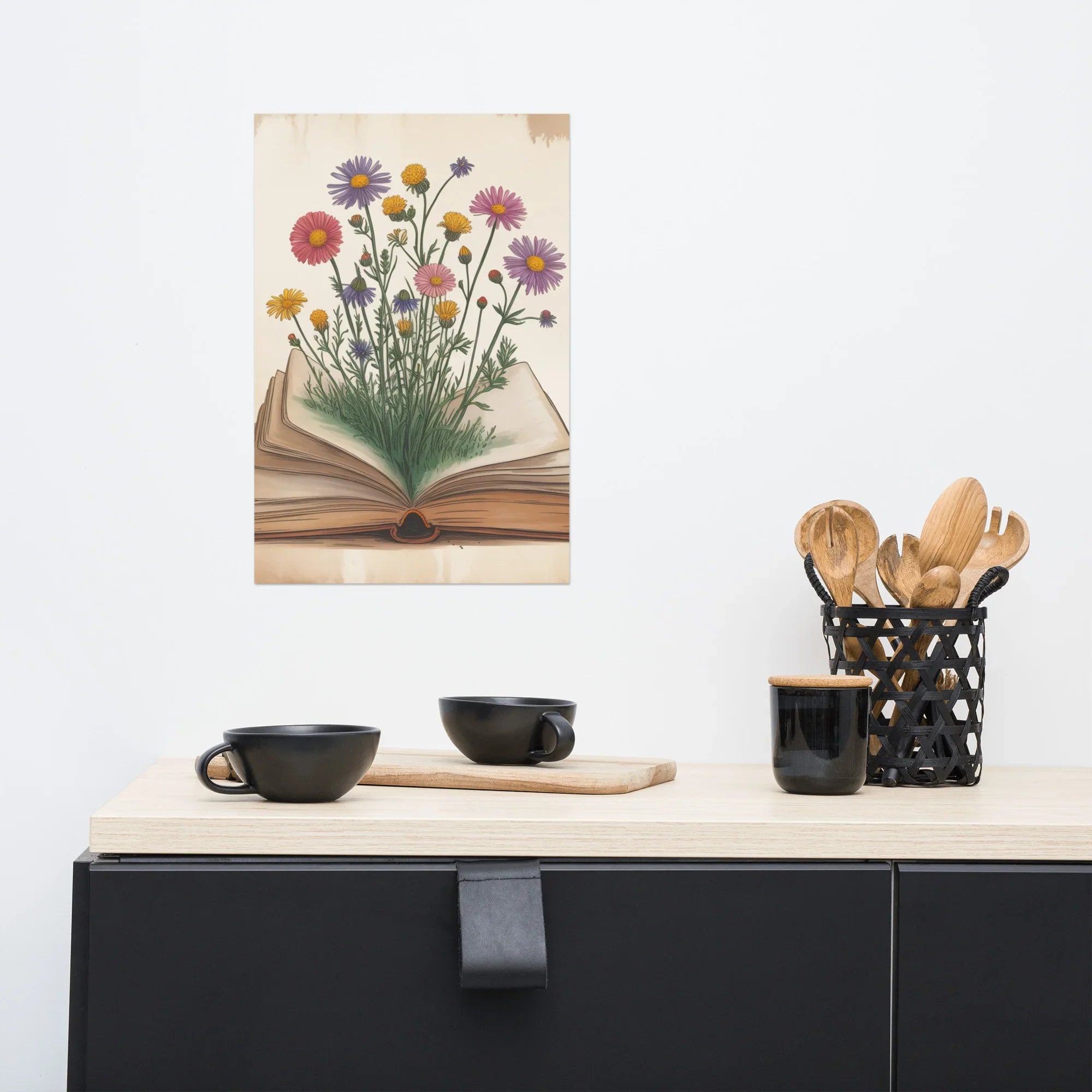 Floral Book Bloom Poster – Botanical Reading Wall Art - RaZits