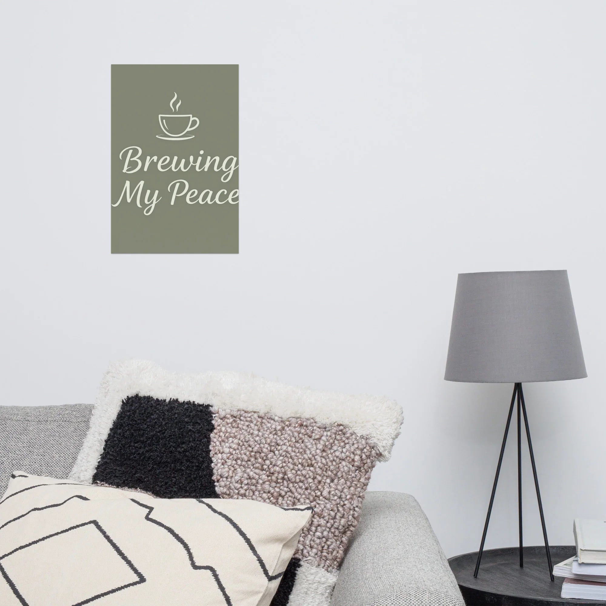 Brewing My Peace Wall Art – Soft Script Coffee Quote - RaZits
