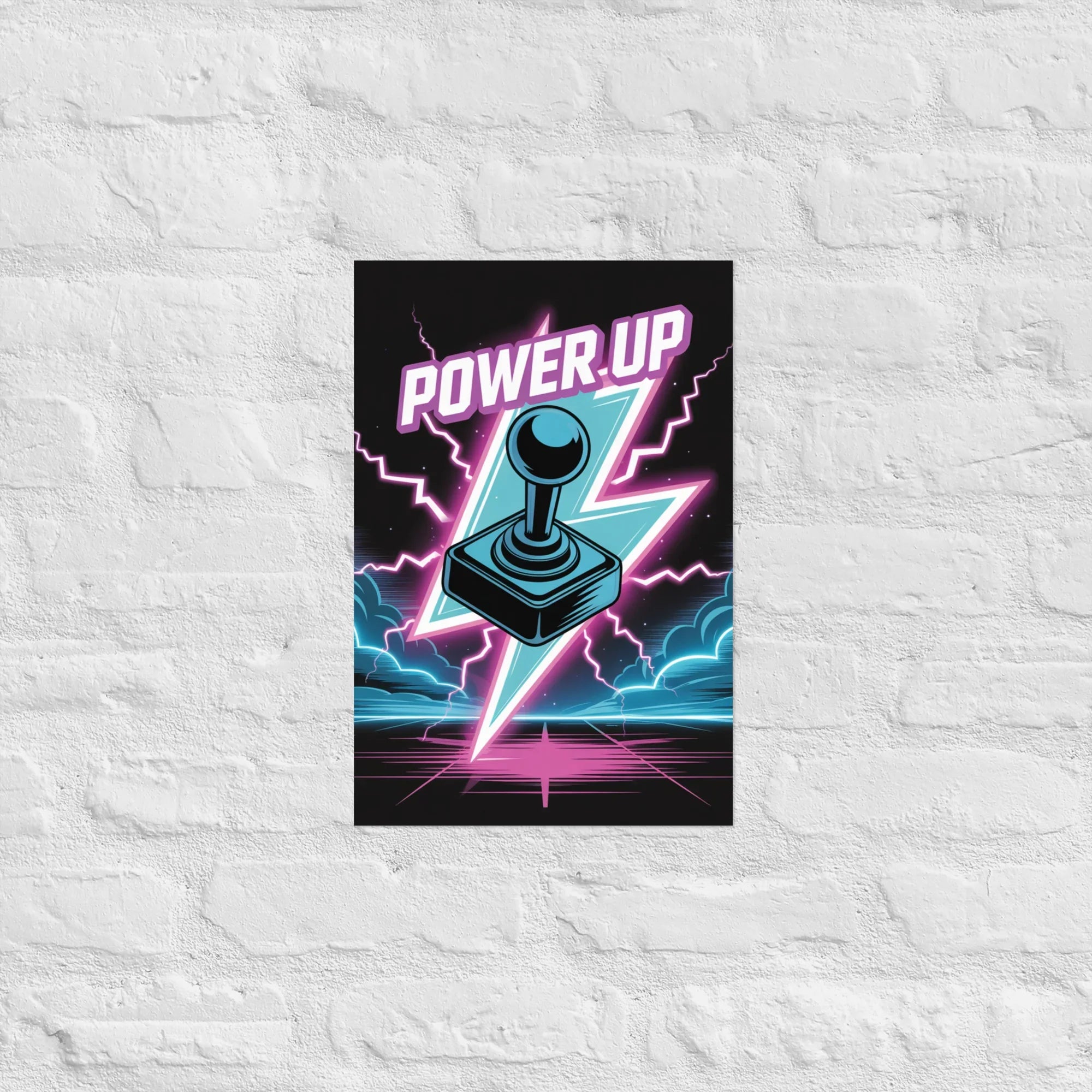 Power Up Gaming Poster – Retro Arcade Joystick Wall Art - RaZits
