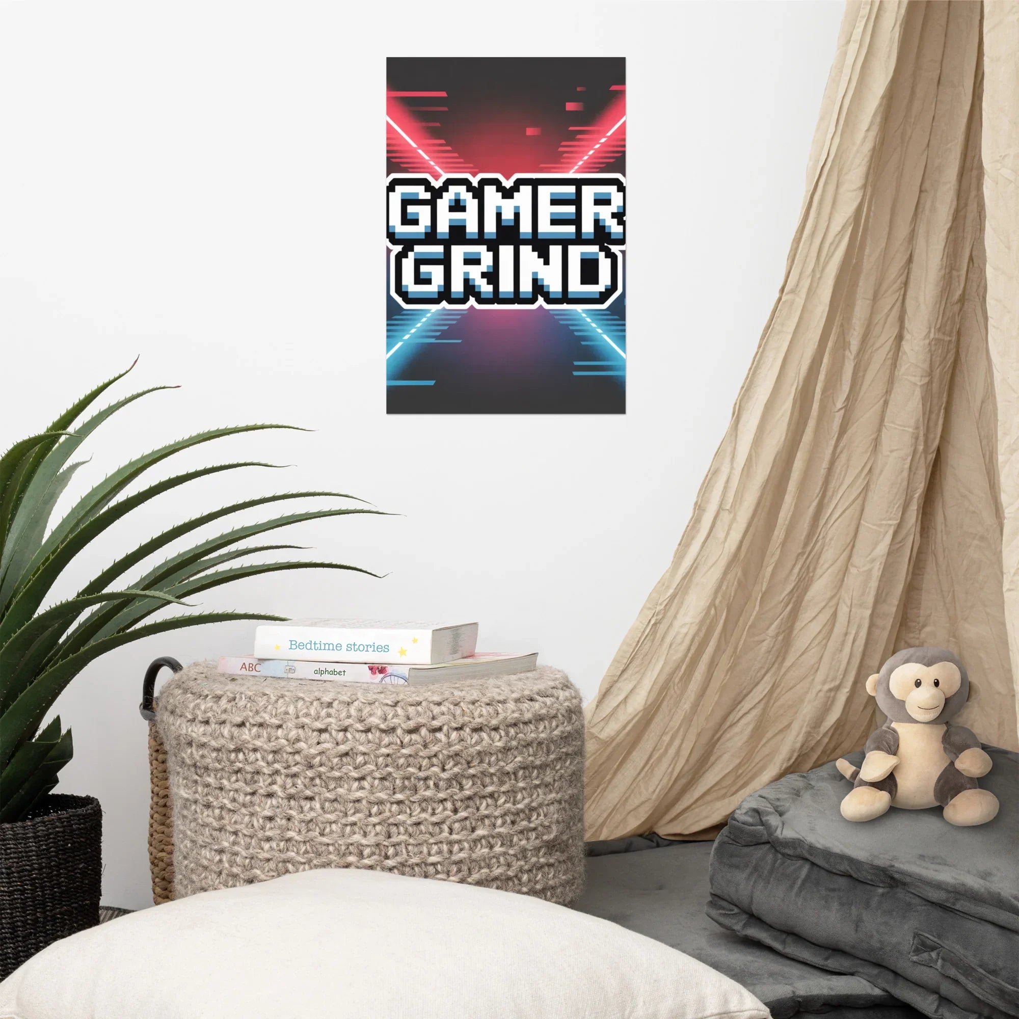 Gamer Grind – Neon Pixel Motivational Gaming Wall Art - RaZits