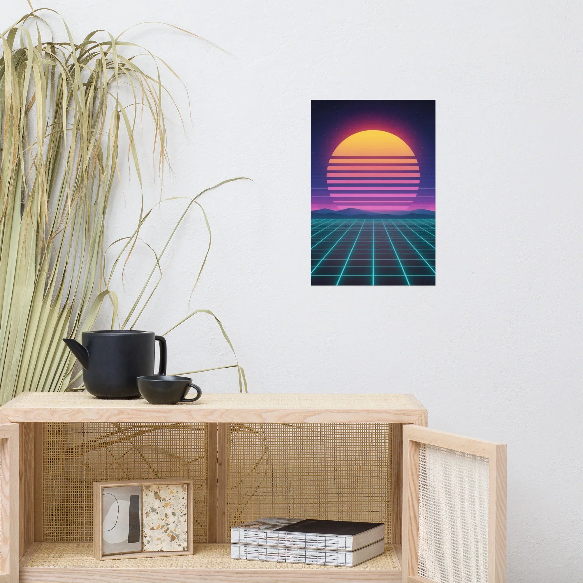 Synthwave Horizon – Retro Futuristic Neon Sunset Wall Art - RaZits