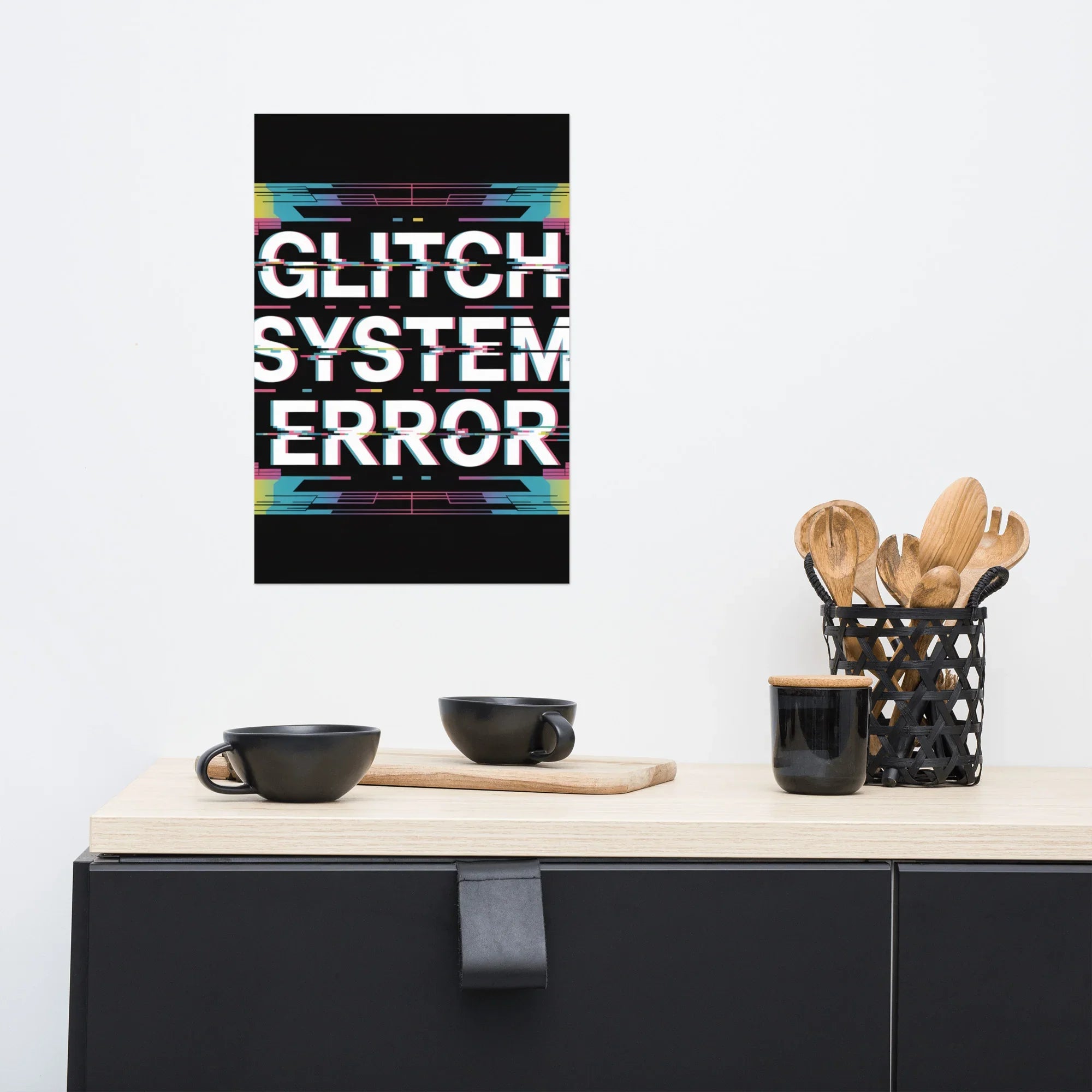 Glitch System Error – Cyberpunk Digital Distortion Art Poster - RaZits