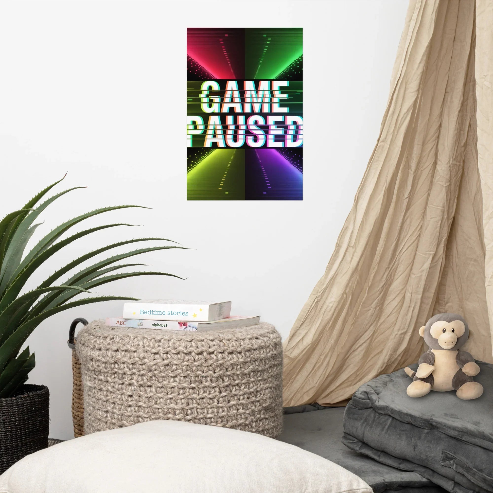 Game Paused – Glitch Effect Retro Gaming Wall Art - RaZits