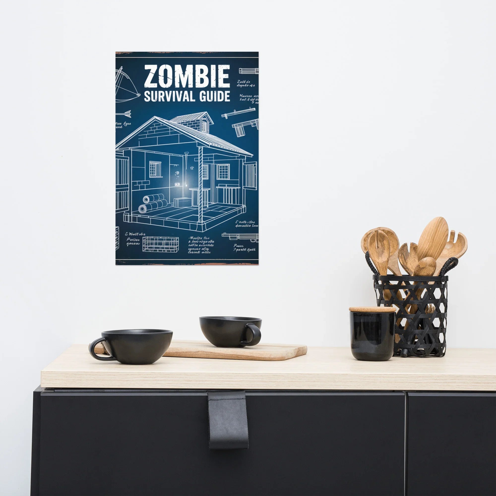 Zombie Survival Guide Blueprint – Tactical Gamer Wall Art - RaZits