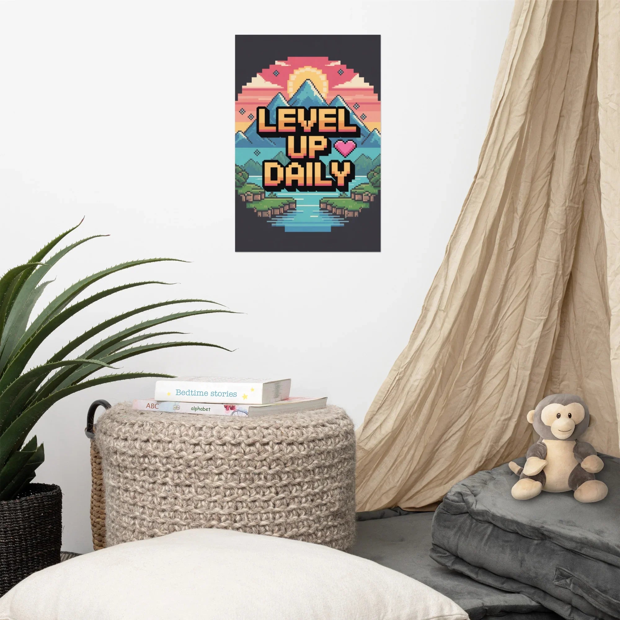 Level Up Daily Pixel Motivation Poster - RaZits