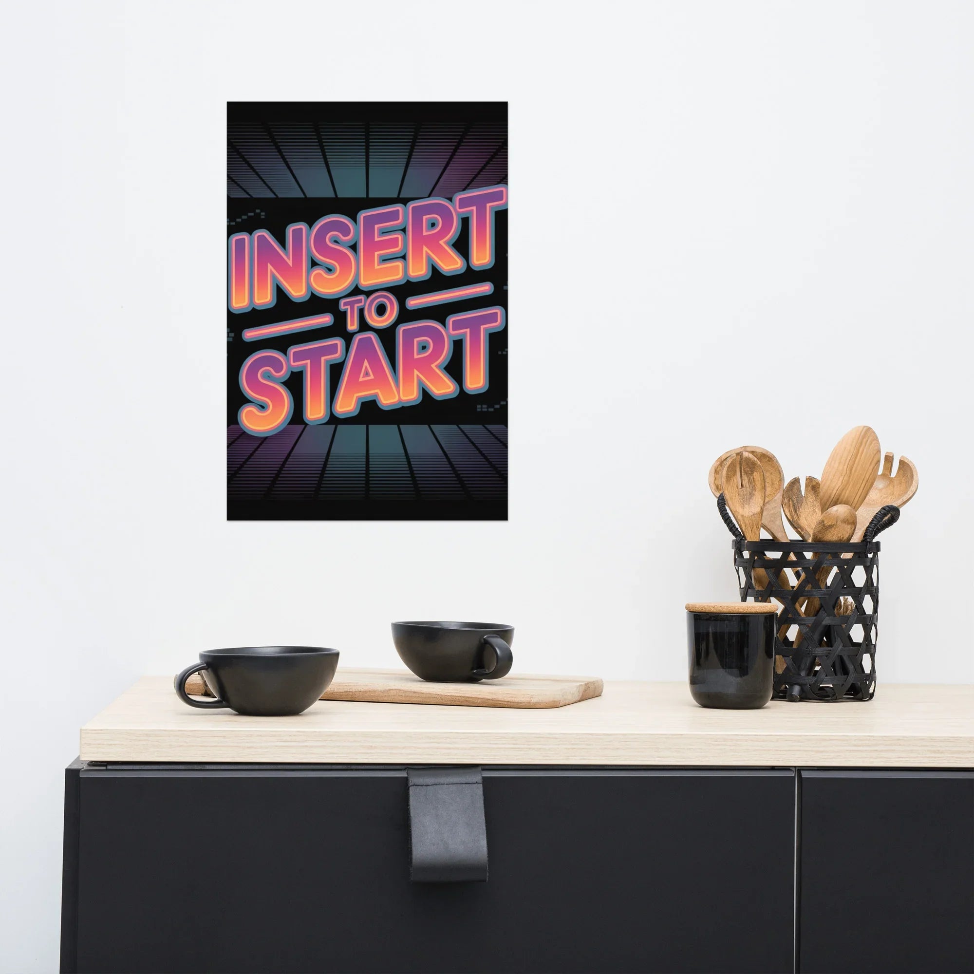 Insert to Start – Retro Neon Arcade Poster - RaZits