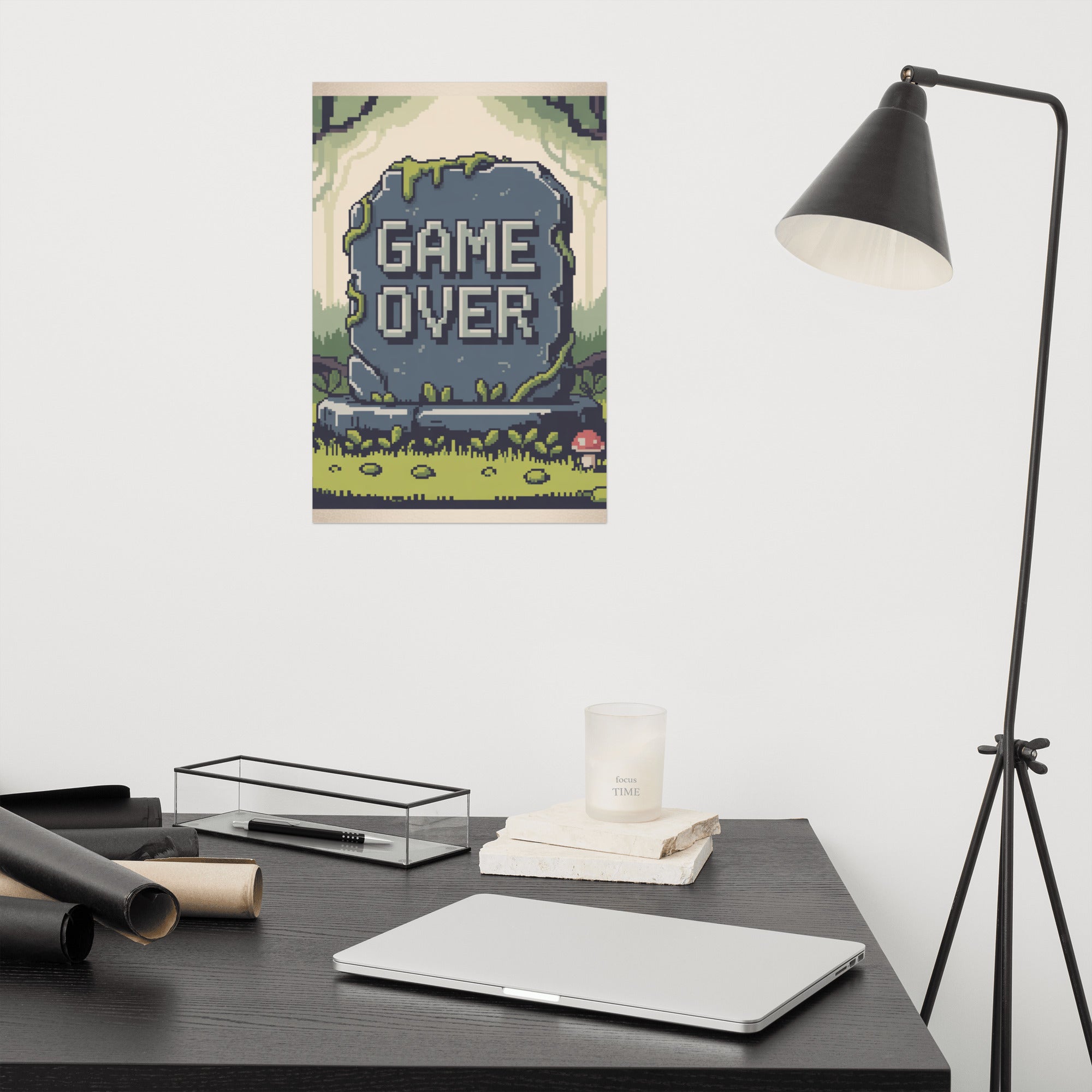 Epitaph in 8-Bit retro game over pixel forest poster hero shot matte print