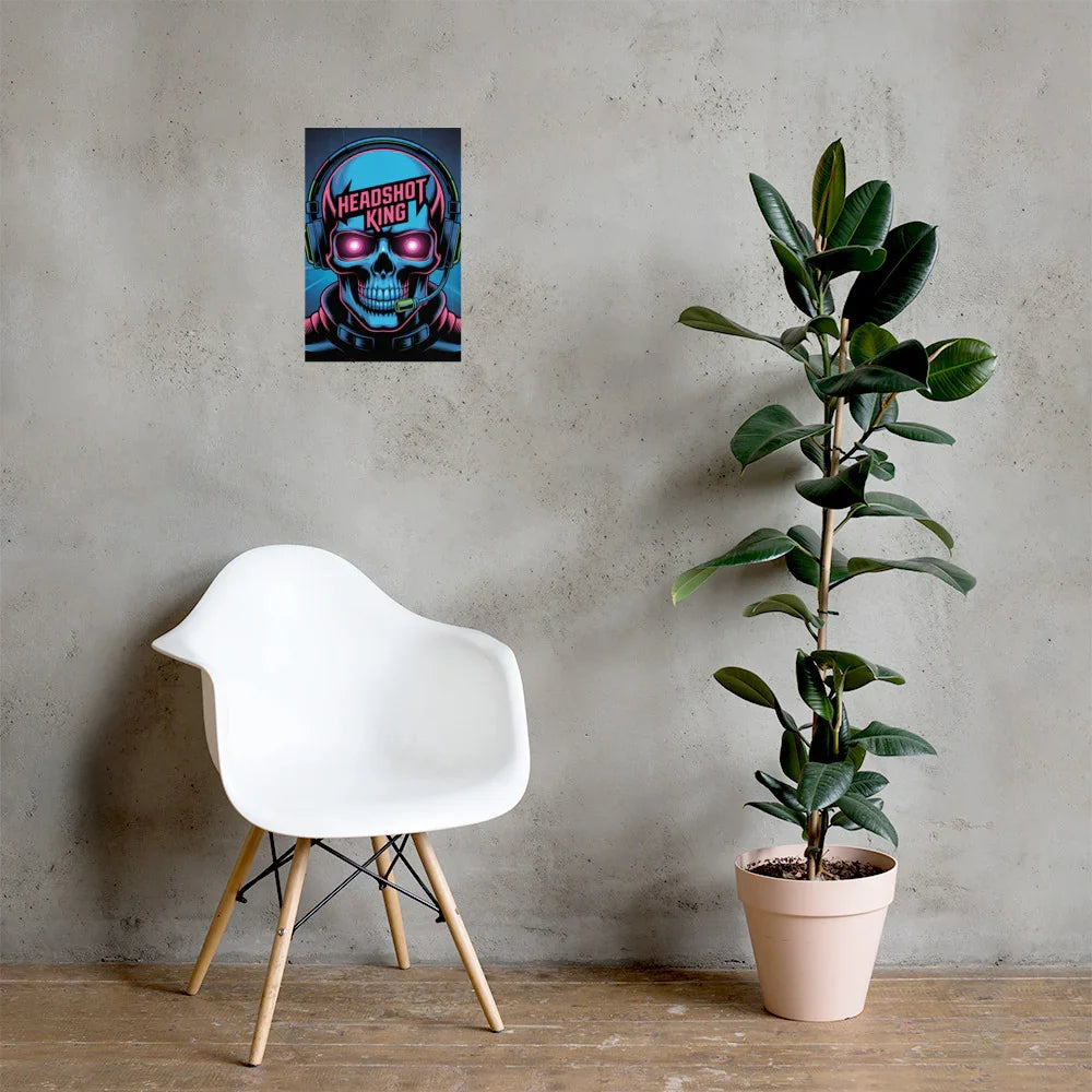 Headshot King – Cyberpunk Gamer Art for Futuristic Esports Room Decor - RaZits