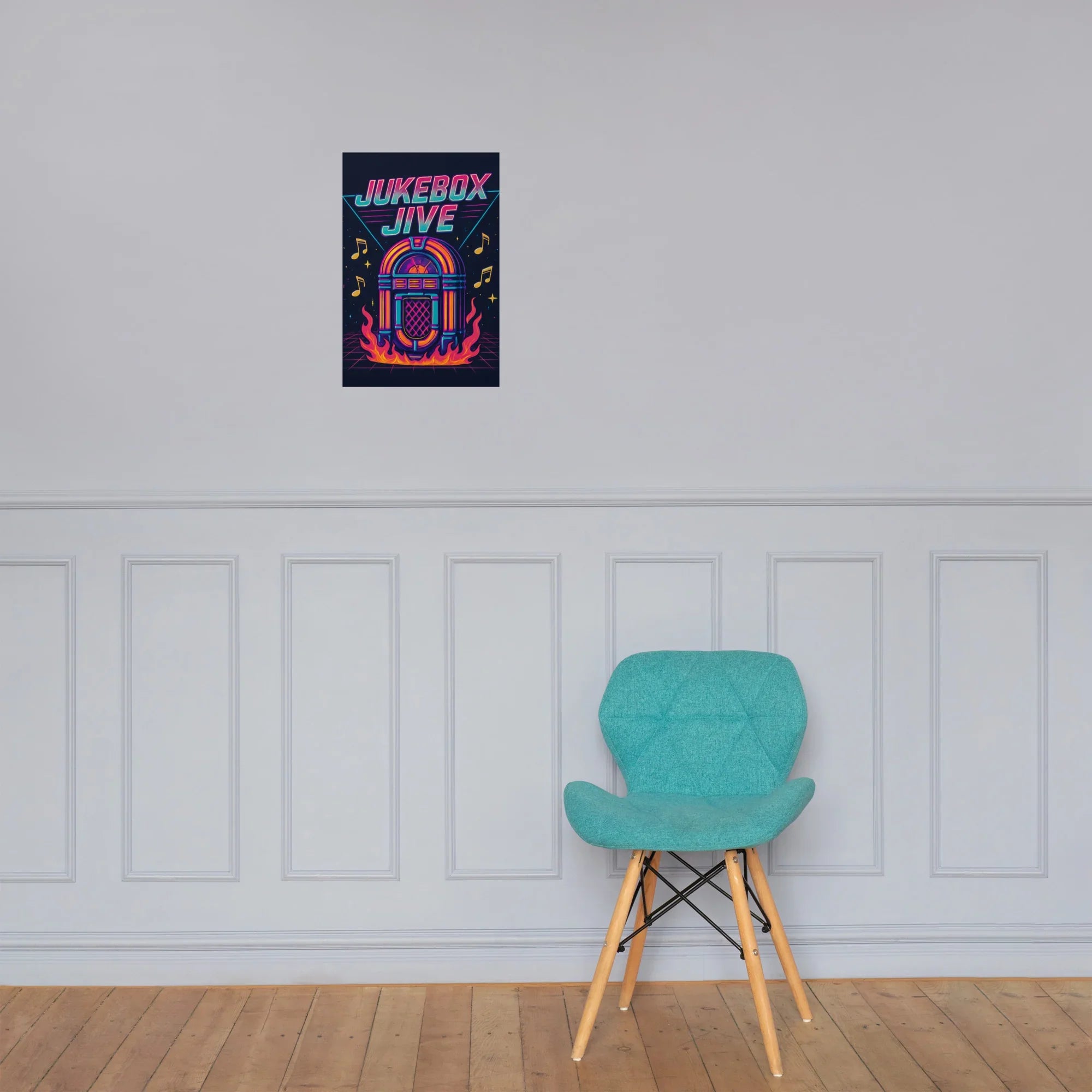 Jukebox Jive Poster – Retro Fire & Music Vibes Art - RaZits