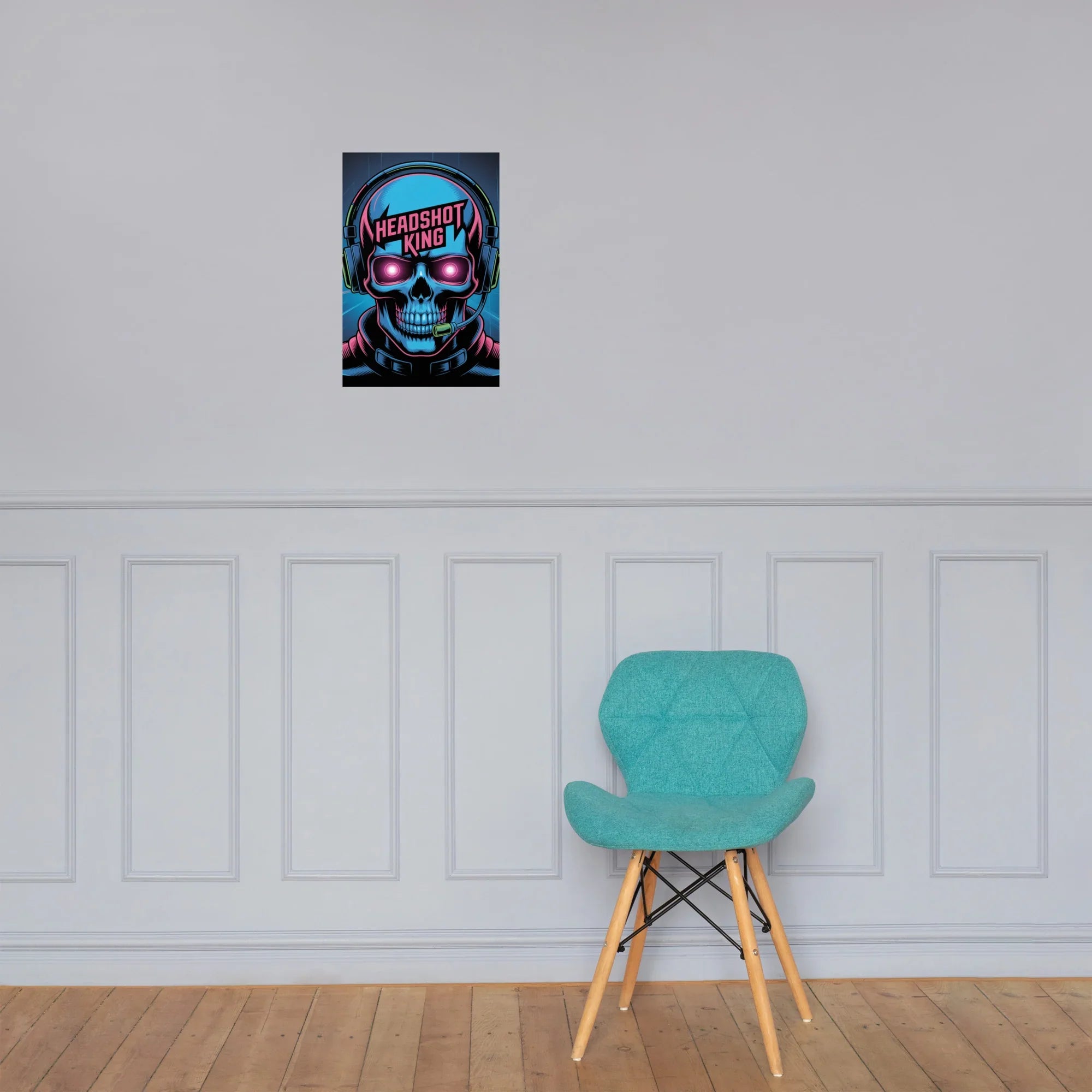 Headshot King – Cyberpunk Gamer Art for Futuristic Esports Room Decor - RaZits