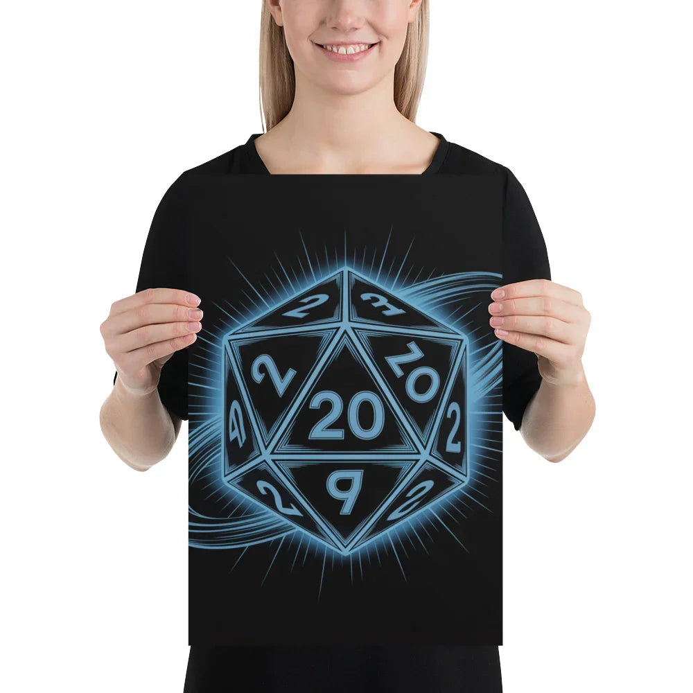 D20 Neon Dice Glow – Tabletop RPG Wall Art for Gaming Rooms - RaZits