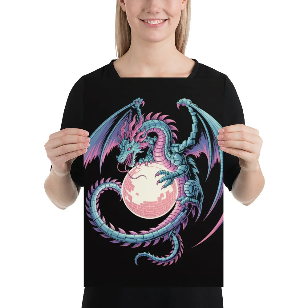 Cyber Dragon – Neon Pixel Fantasy Gaming Poster - RaZits
