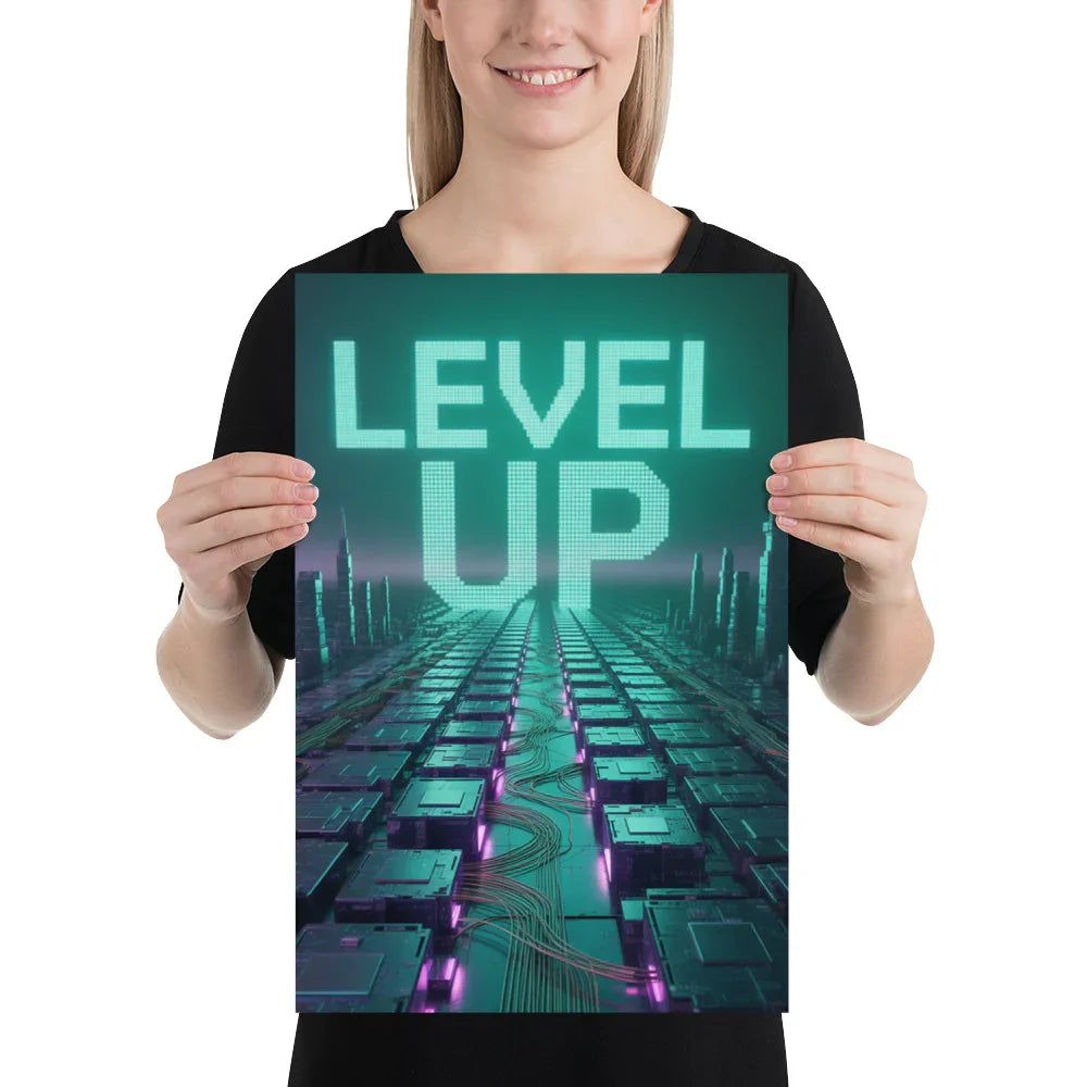 Level Up – Cyber Futuristic Wall Art for Gamers & Tech Lovers - RaZits