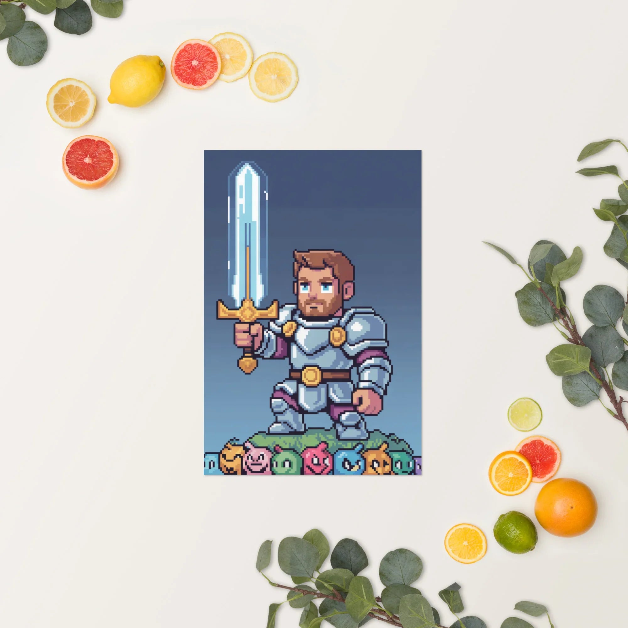 Pixel Knight – Fantasy Gaming Poster in Retro Pixel Art Style for Gamer Wall Decor - RaZits