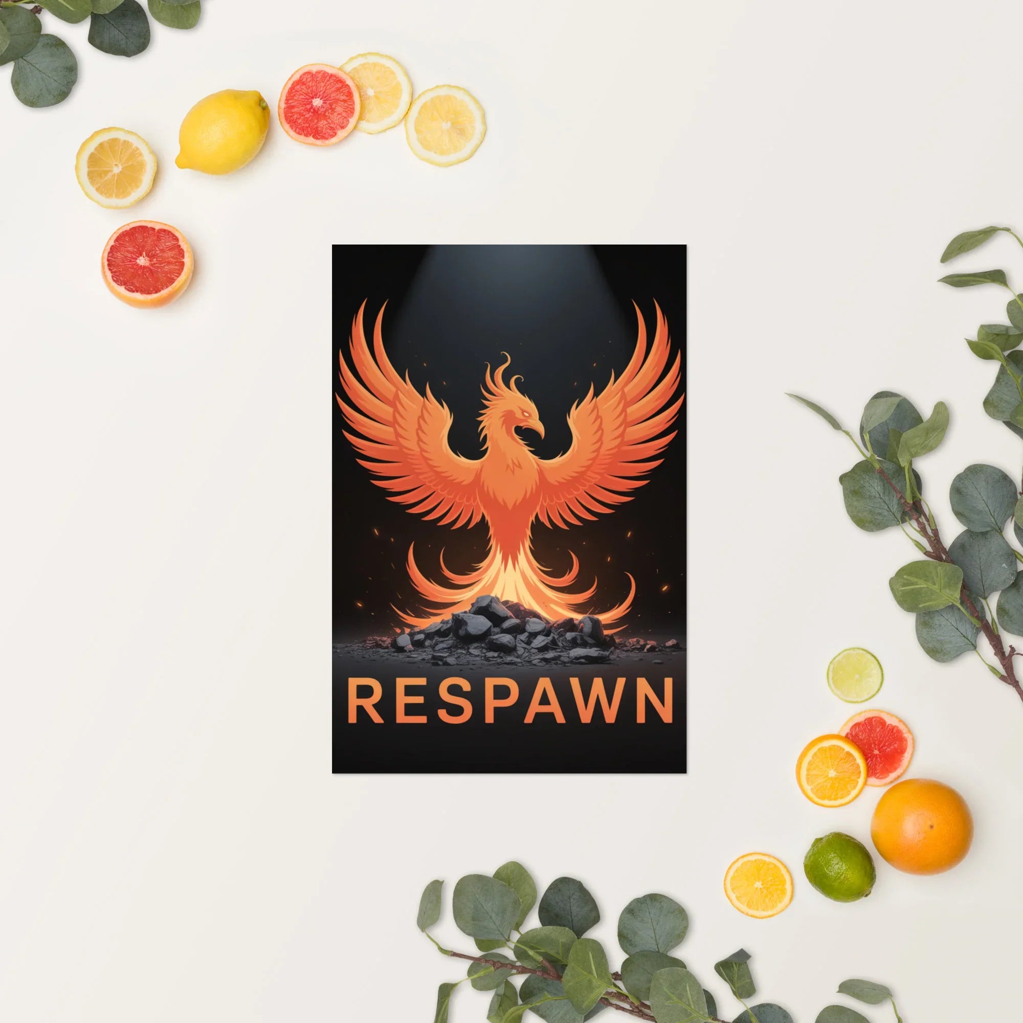 RESPAWN – Phoenix Rebirth Motivational Gaming Poster - RaZits