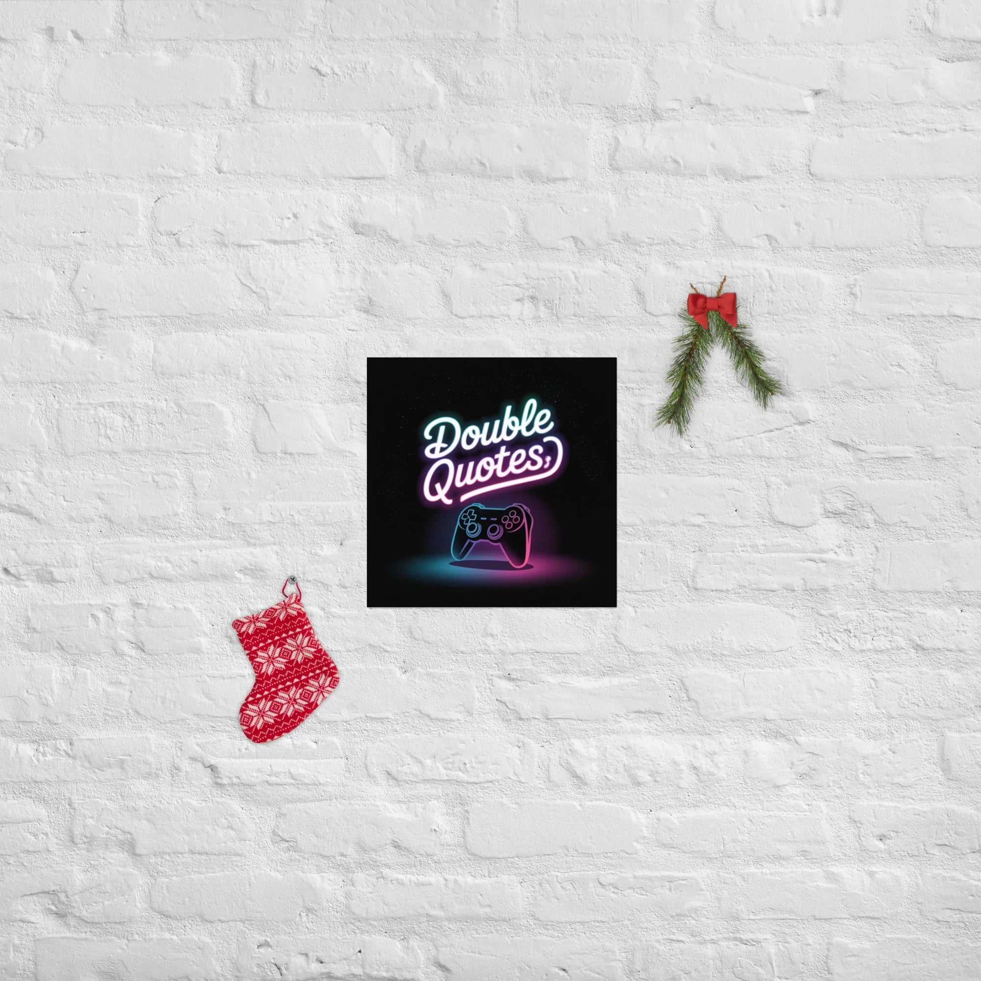 Double Quotes – Neon Gaming Controller Poster - RaZits